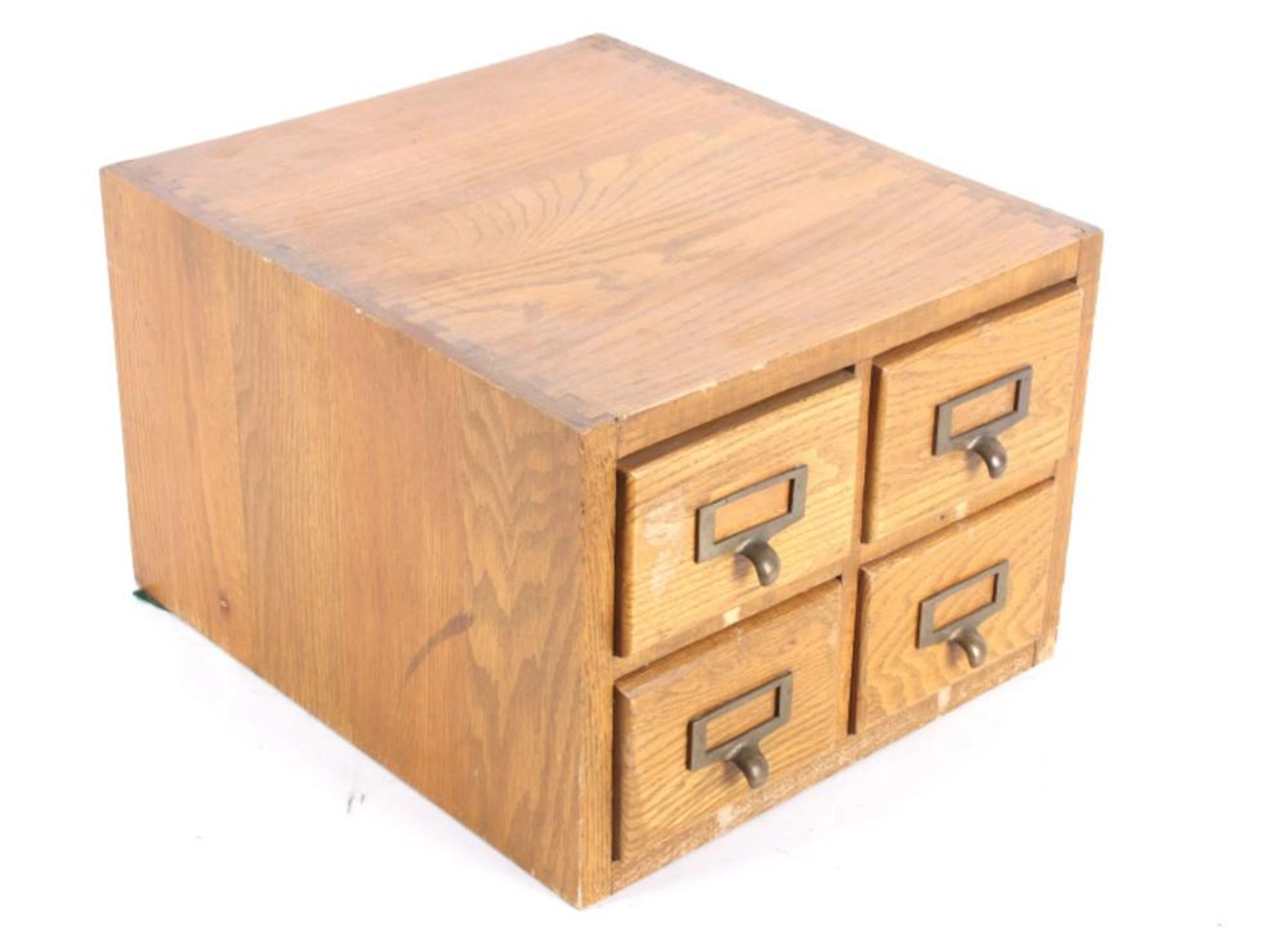 Four Drawer Quarter Sawn Oak Index Card Cabinet