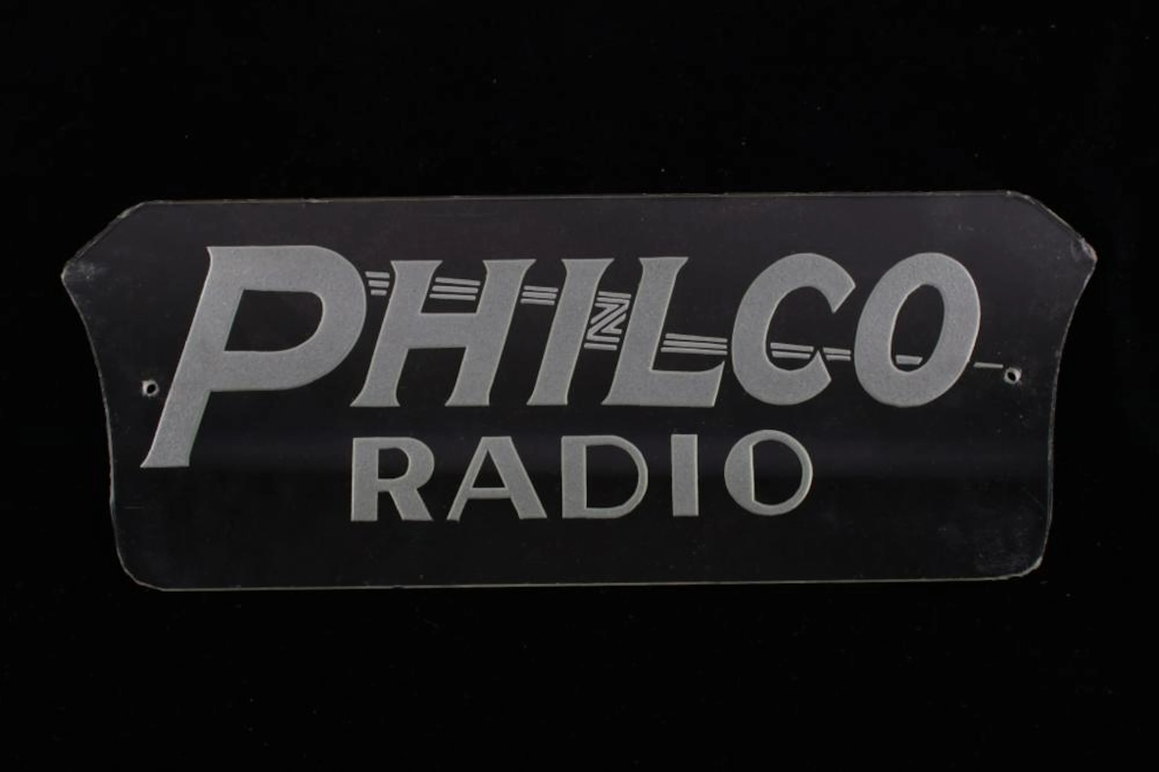 Philco Radio Reverse Painted Glass Panel Sig