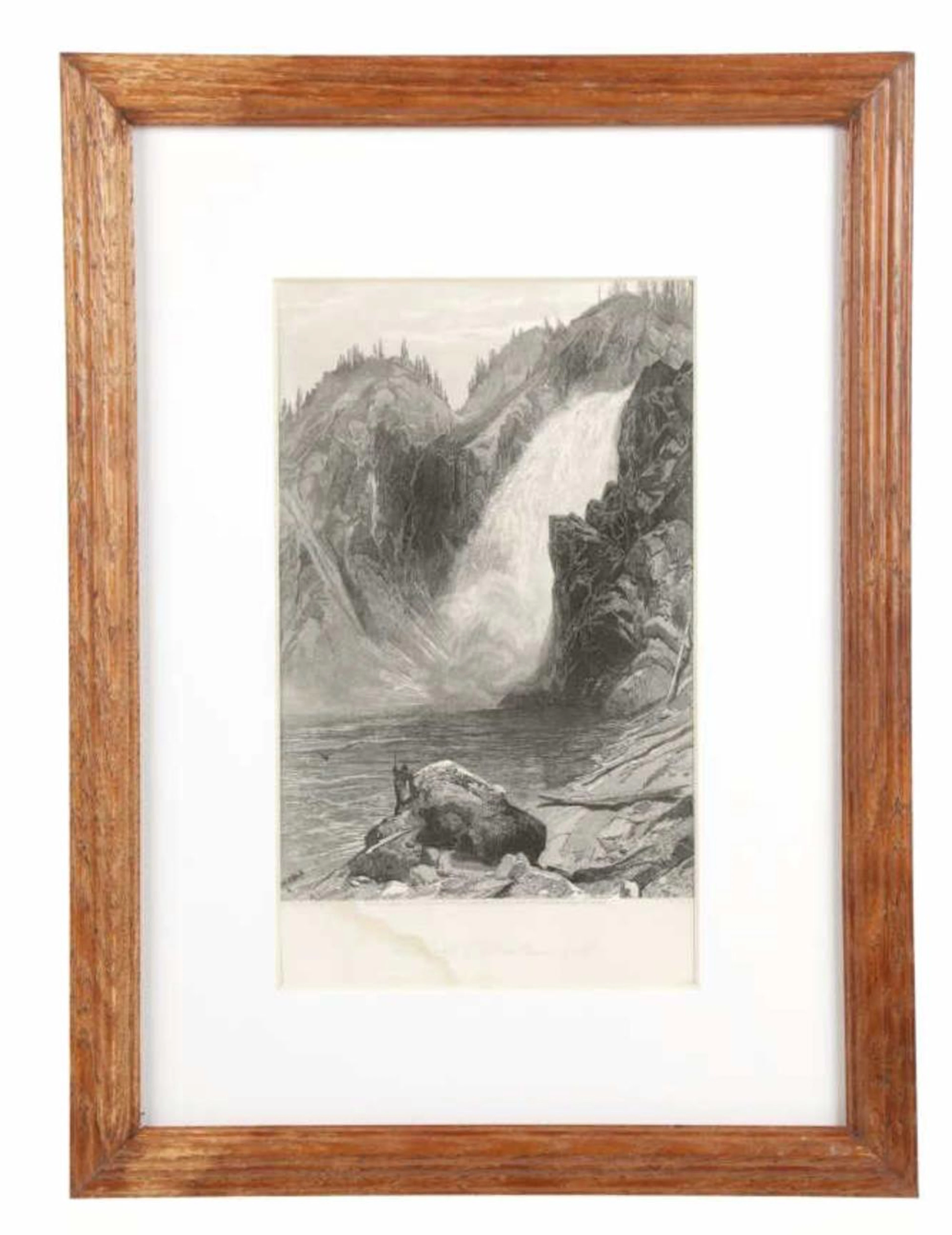 C1873 The Upper Yellowstone Falls Etching by Mora
