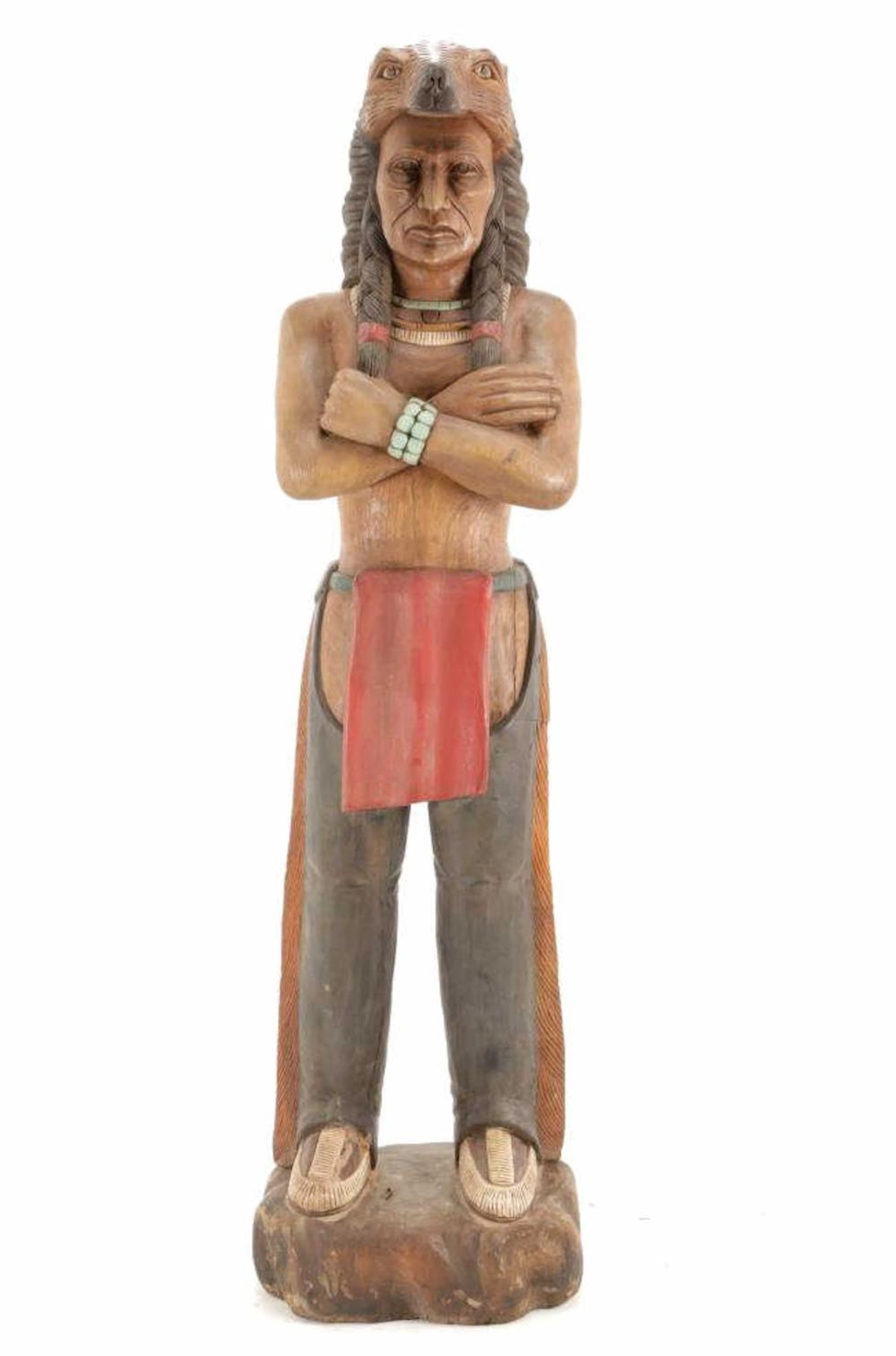 Large Cigar Store Indian Carved Wood Statue