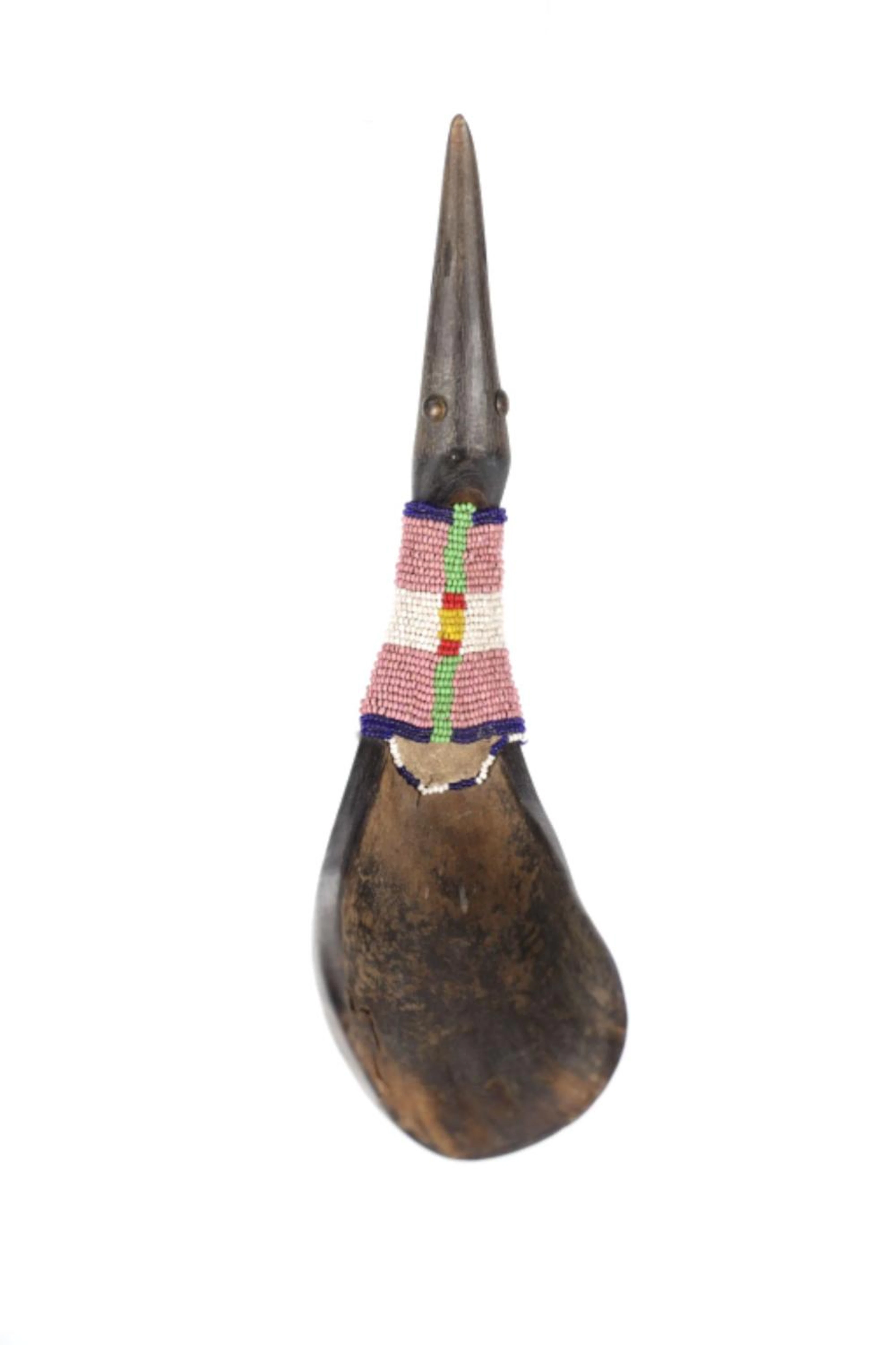 Plains Buffalo Horn Bird Effigy Beaded Spoo