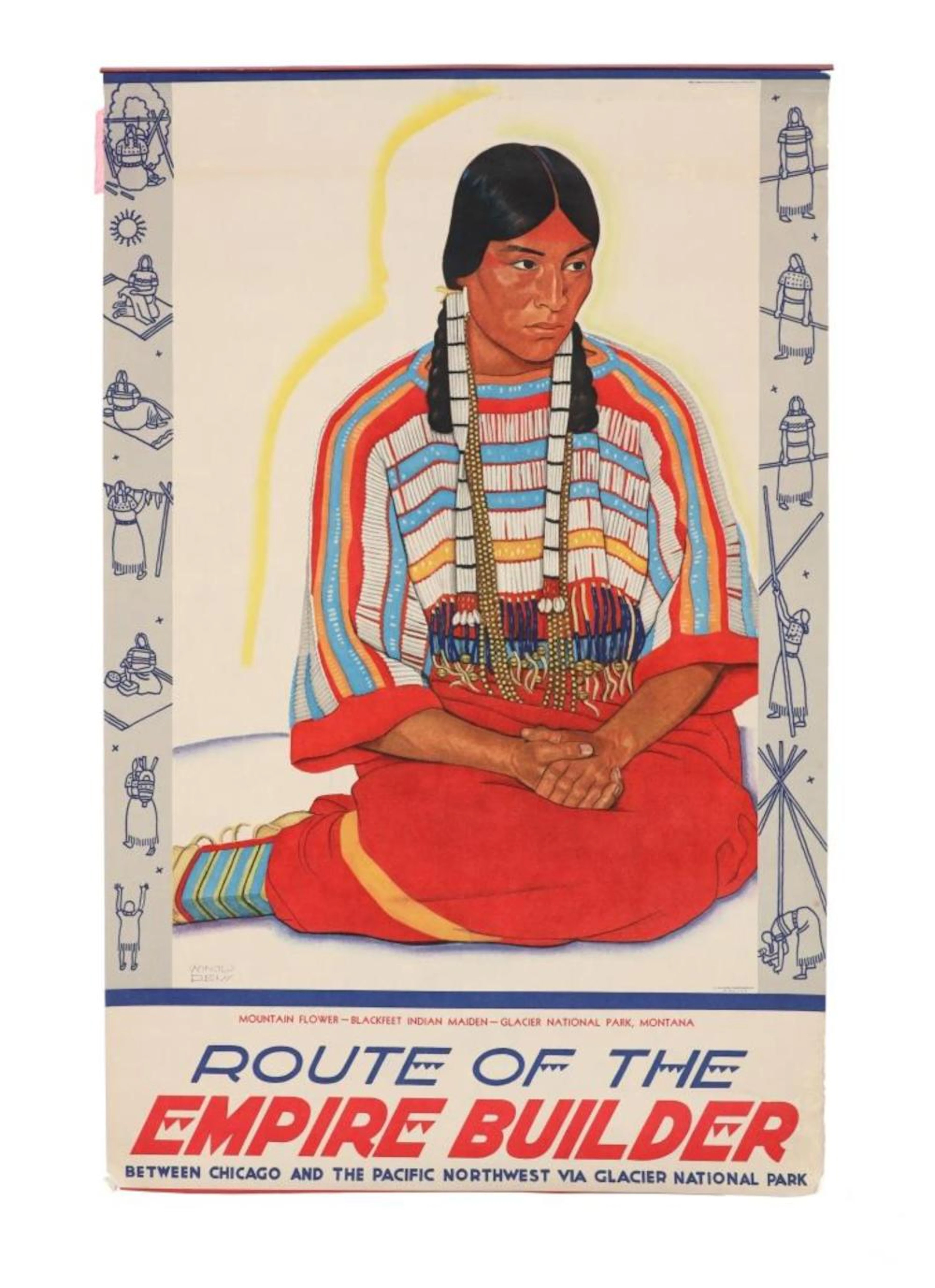 1943 Great Northern Railway Winold Reiss Blackfoot