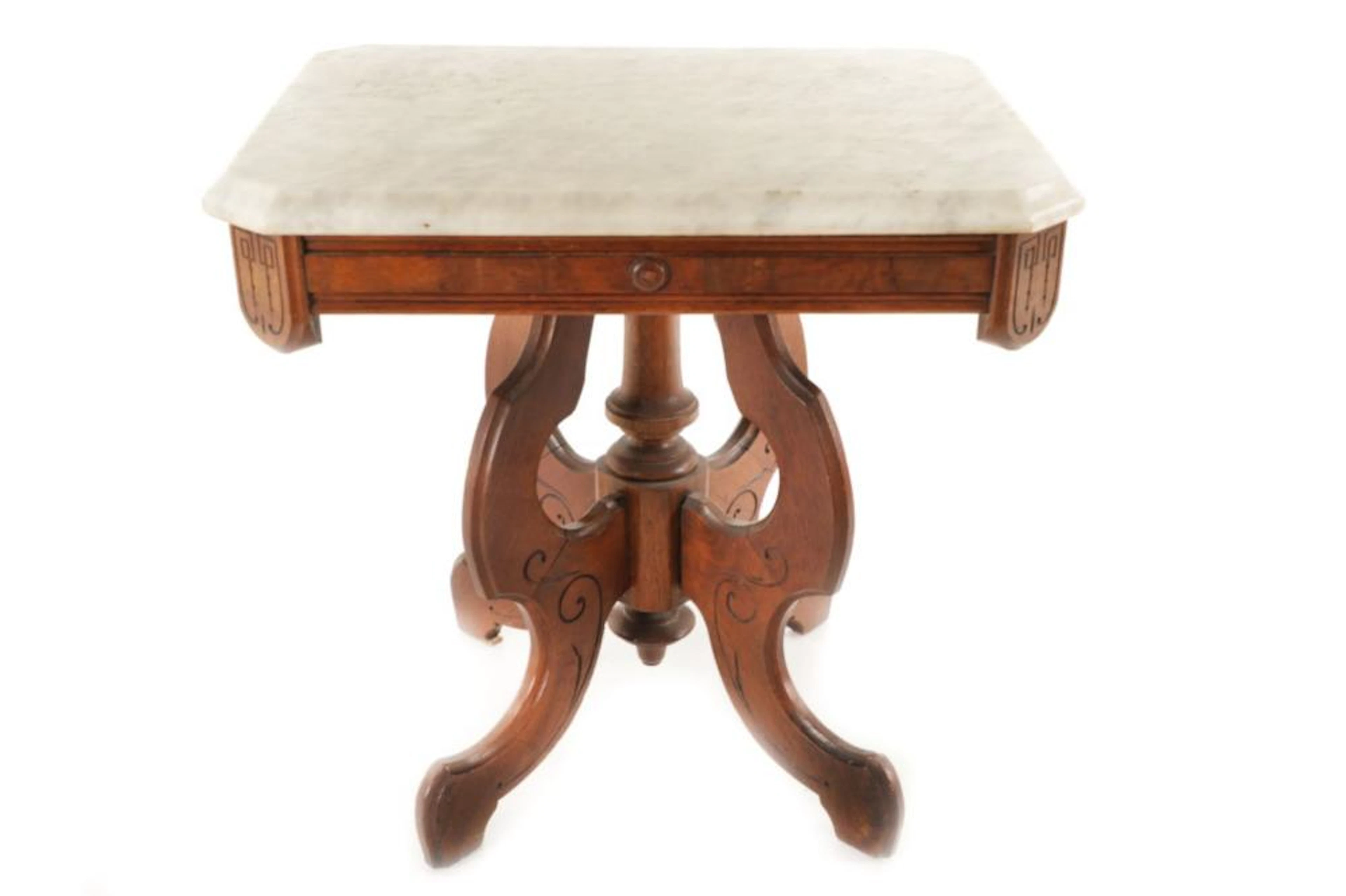 C. 1870-1890 Eastlake Marble Top Parlor Side Table