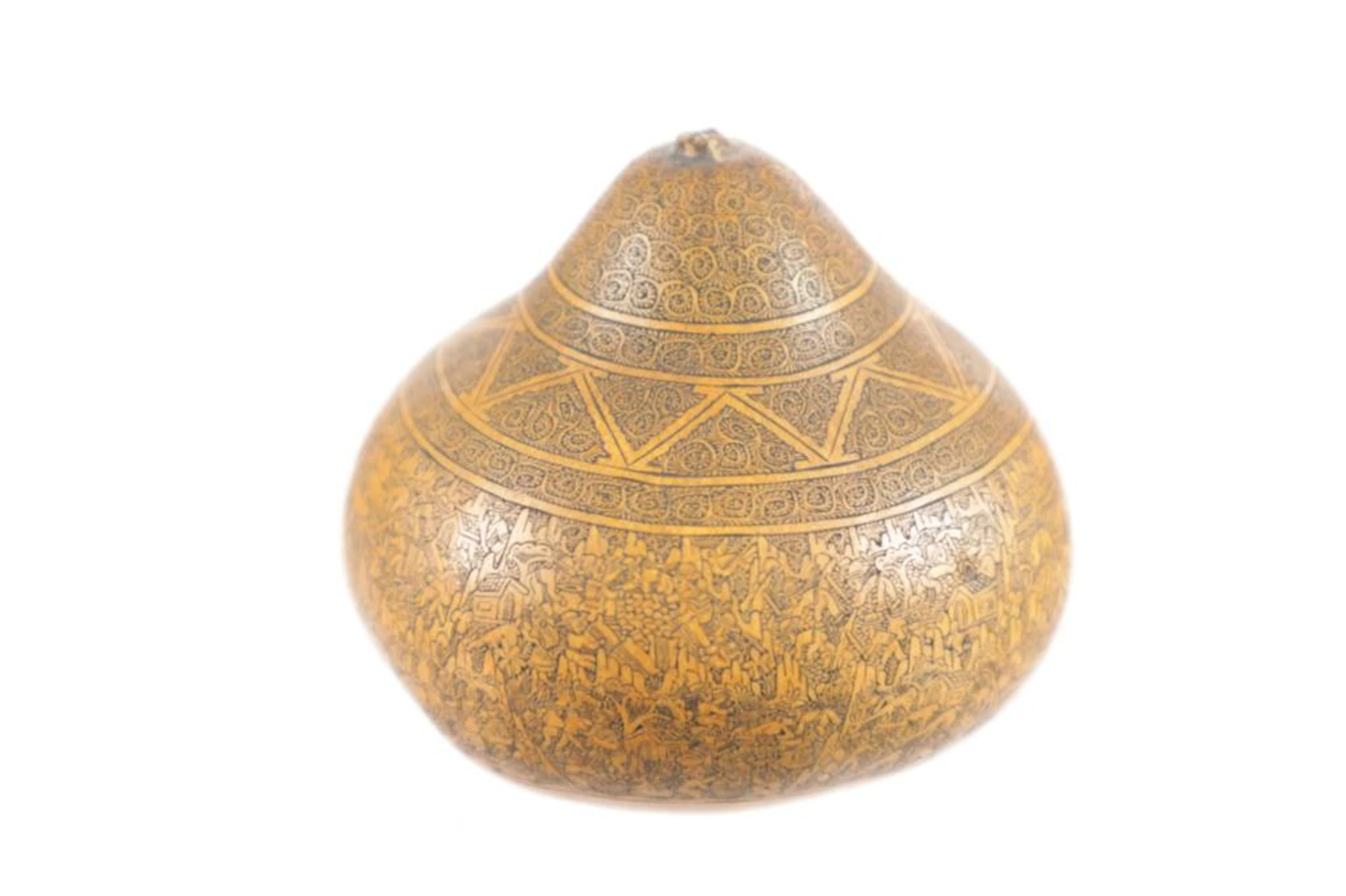 Rare Huancayo Peruvian Hand-Carved Gourd Rattle