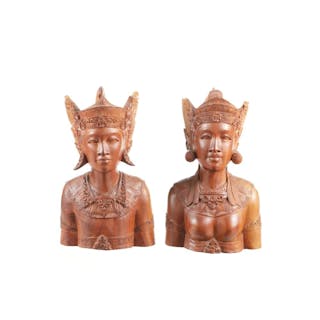 Balinese Hand Carved Wood Sculptures c. 1900-1940s