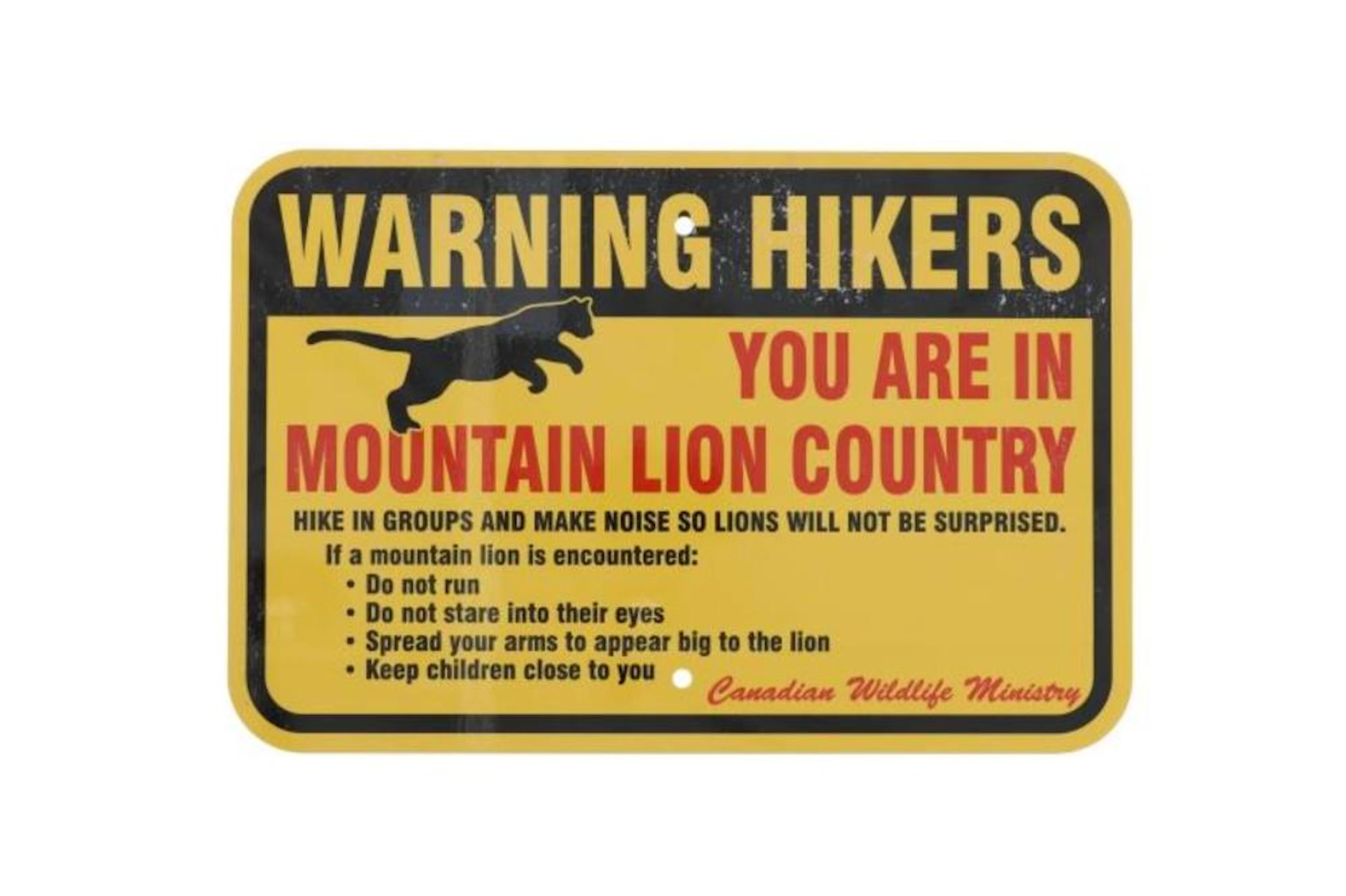 Mountain Lion Warning Sign from Canada