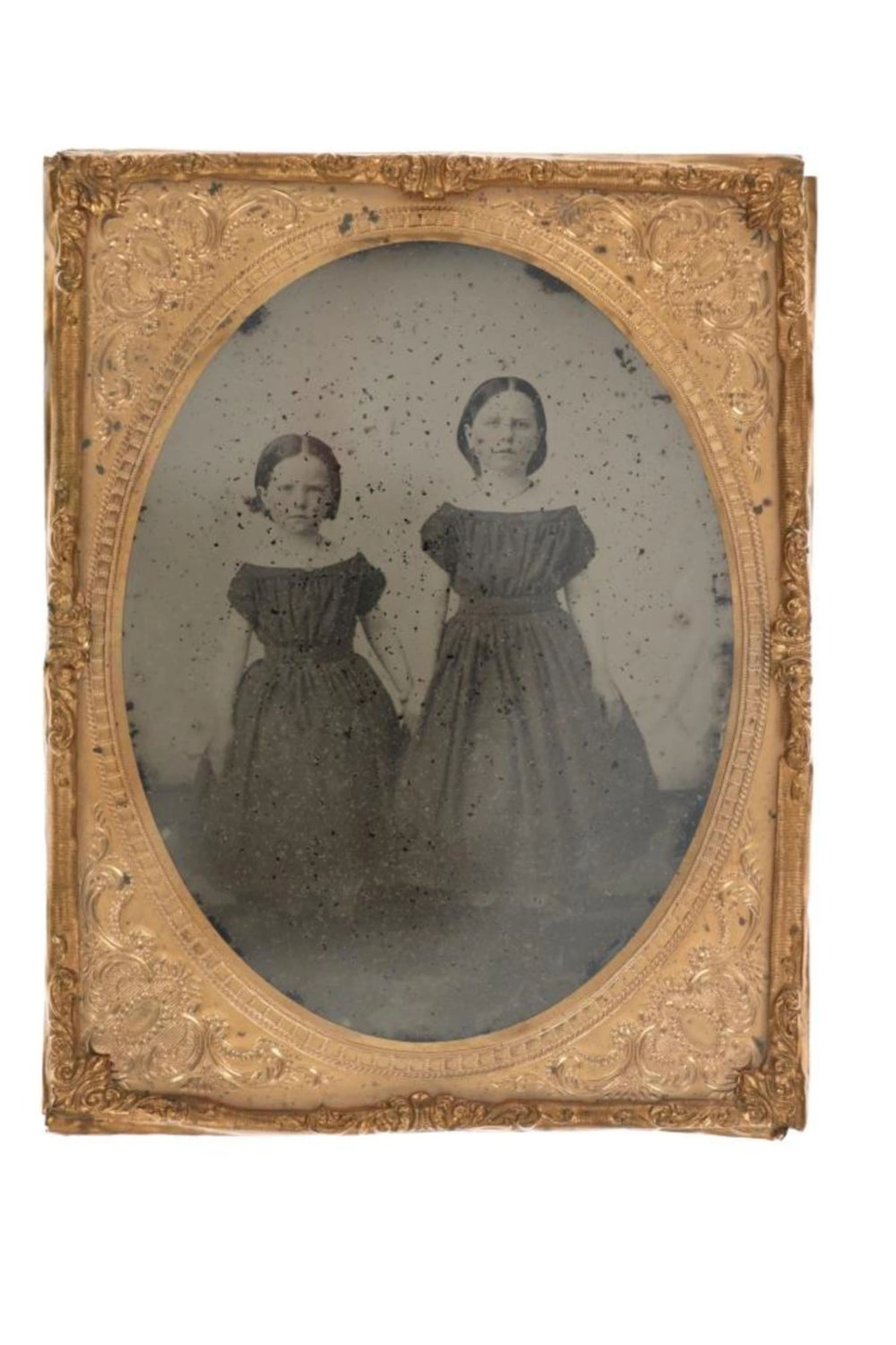 Framed Ambrotype Photo Of Two Girls 1870-1890s