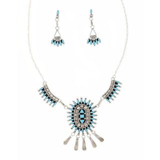 Navajo E. Etsante Sterling Silver Turquoise Set