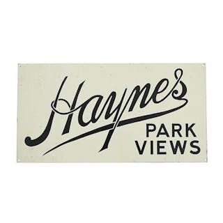F. J. Haynes Original "Park Views" Metal Sign