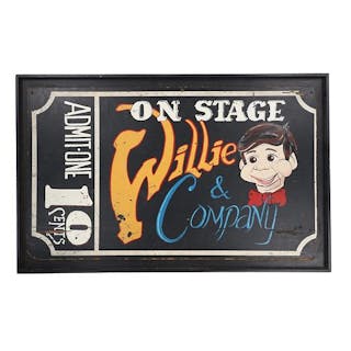 Willie & Company Ventriloquist Advertisement Sign
