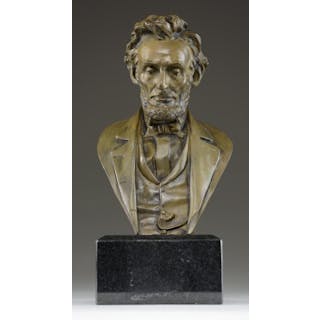 ATTRACTIVE GILDED BRONZE BUST OF PRESIDENT