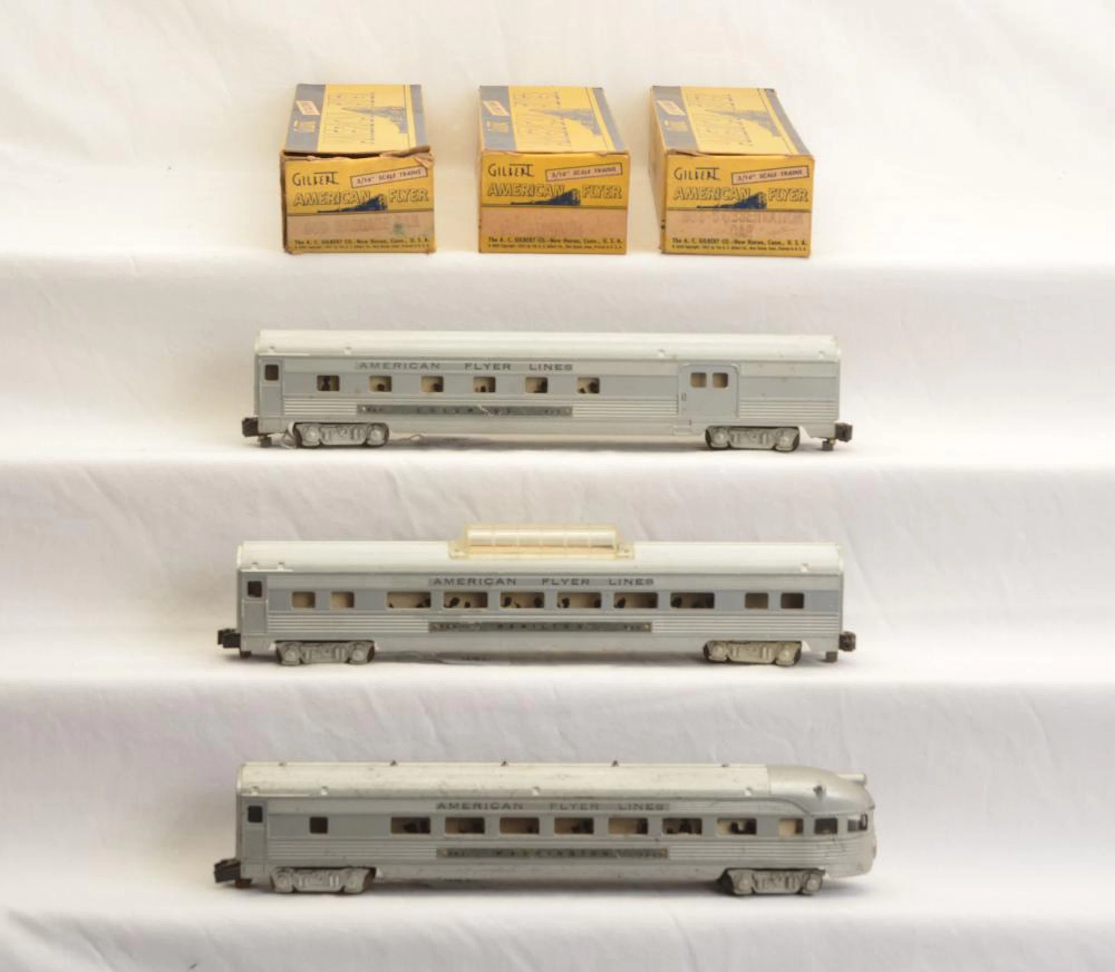 Am Flyer S Ga. AFL Satin Silver Streamlined Pass Cars 960 962 963