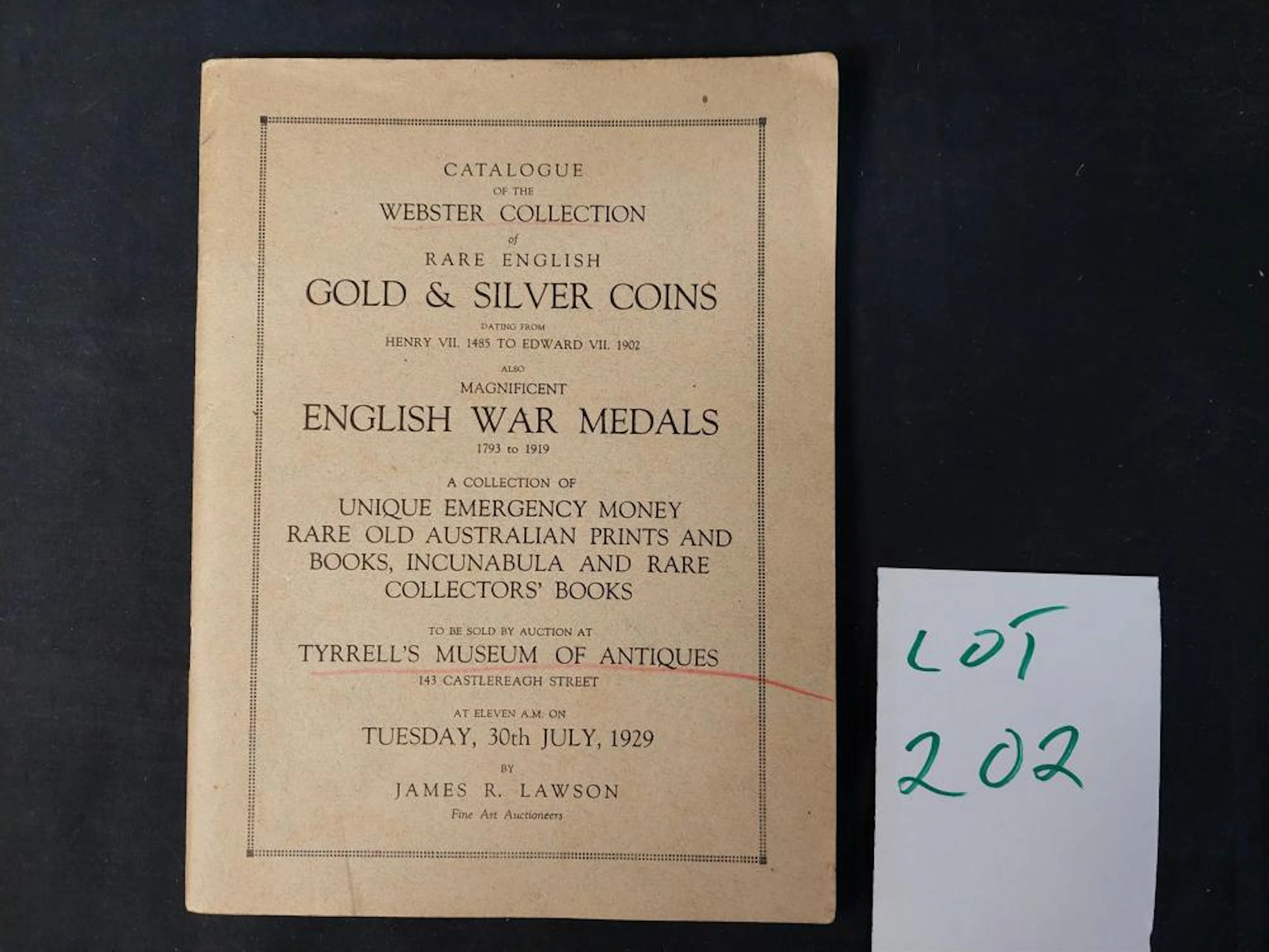 1929 WEBSTER COIN BOOK COLLECTIO