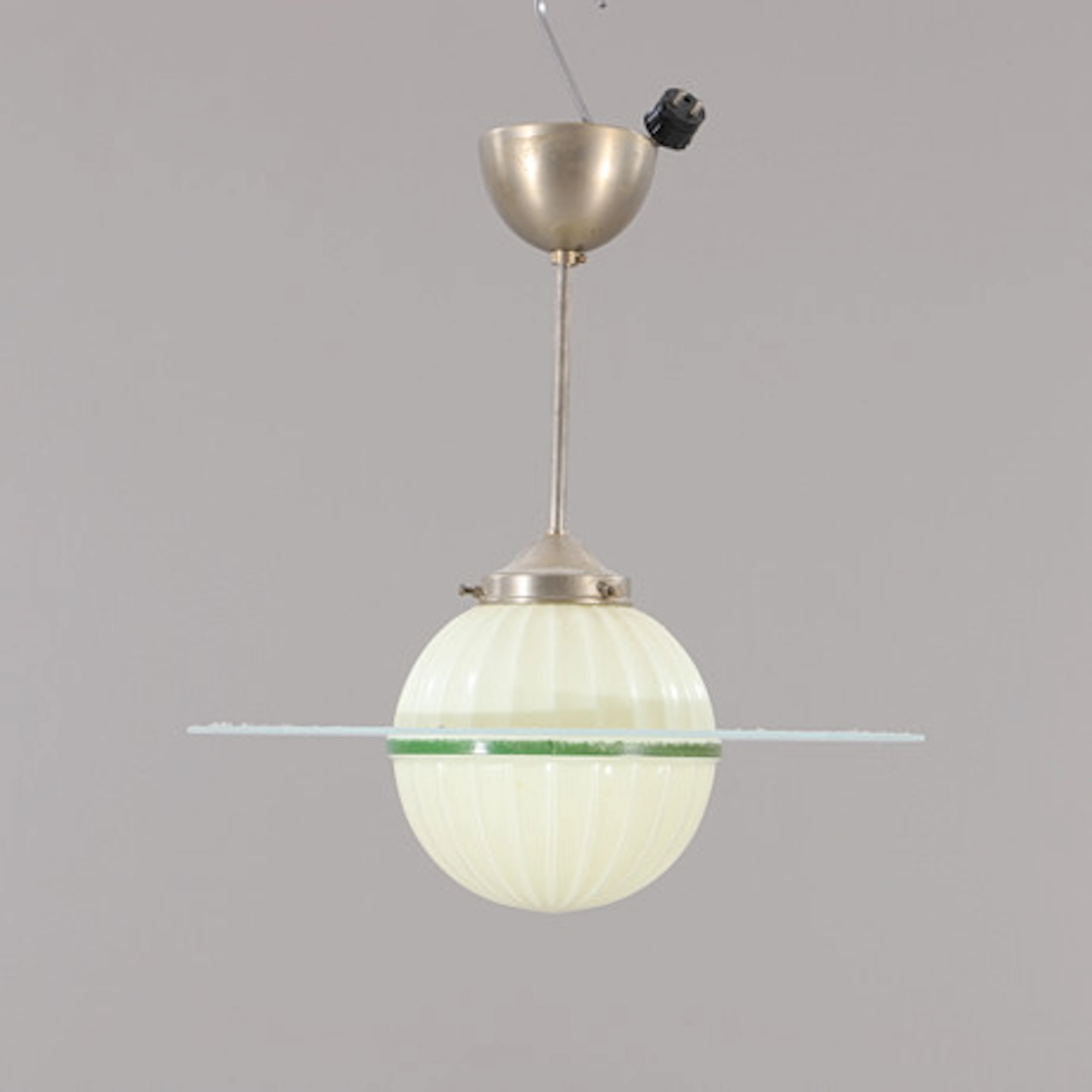 TAKLAMPA, s.k. Saturnuslampa, glas med ets…