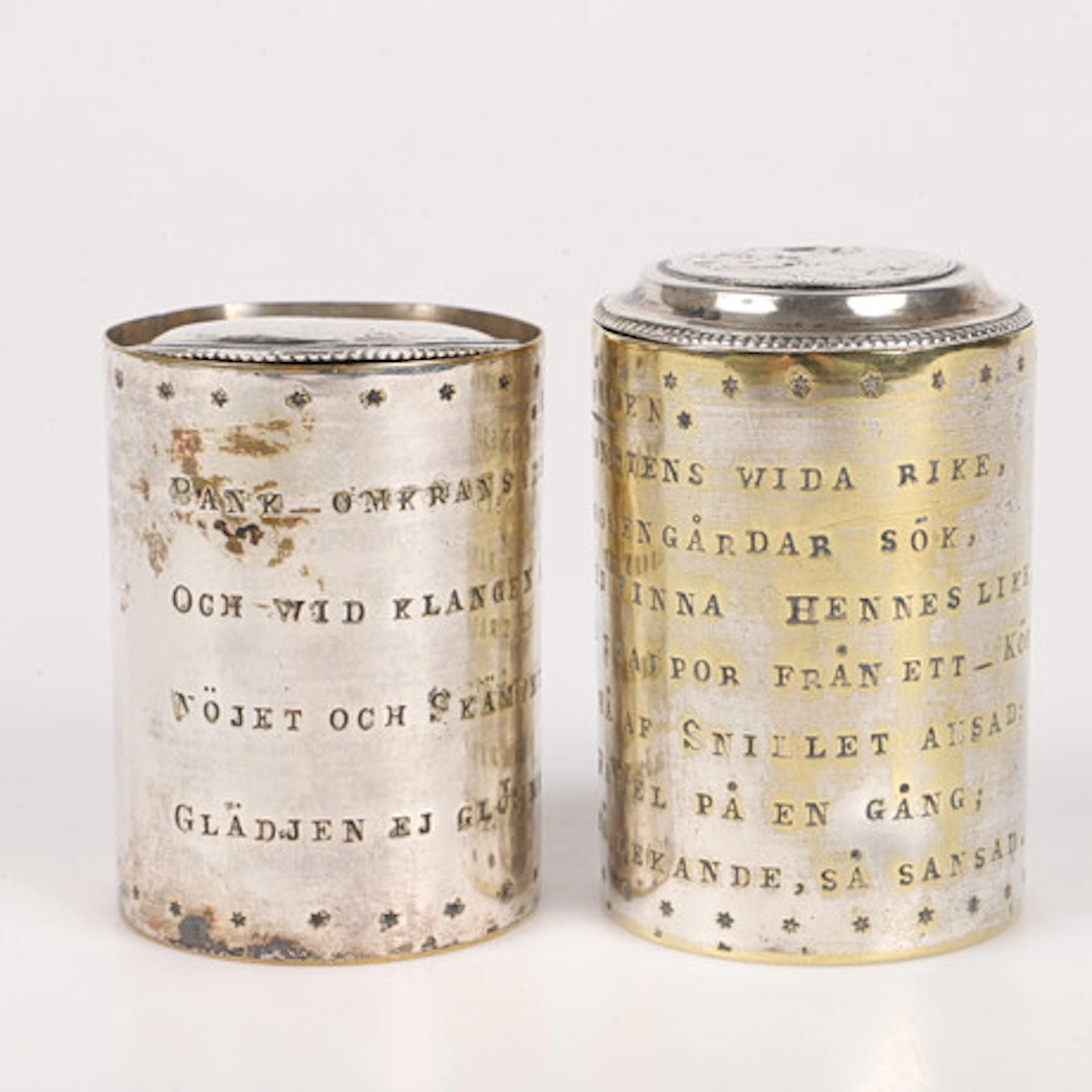 BURKAR, 2 stycken, nysilver, 1800/1900-tal.