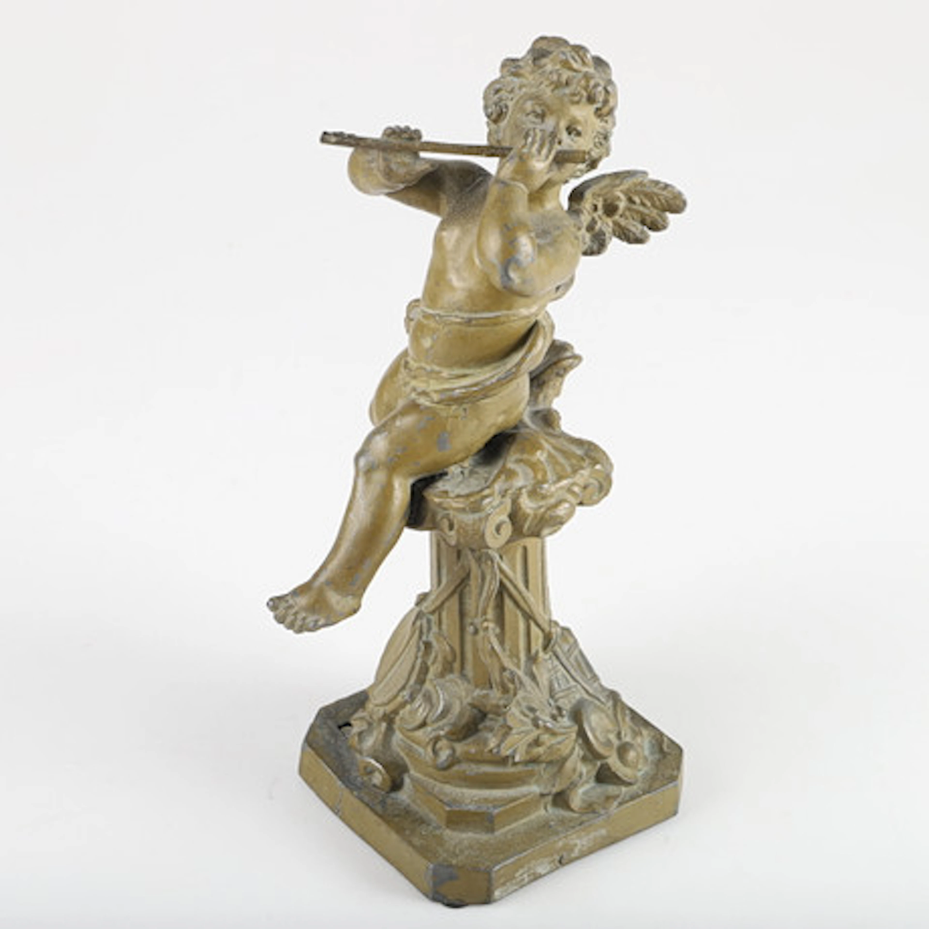 SKULPTUR, ängel, metall, 1800/1900-tal.