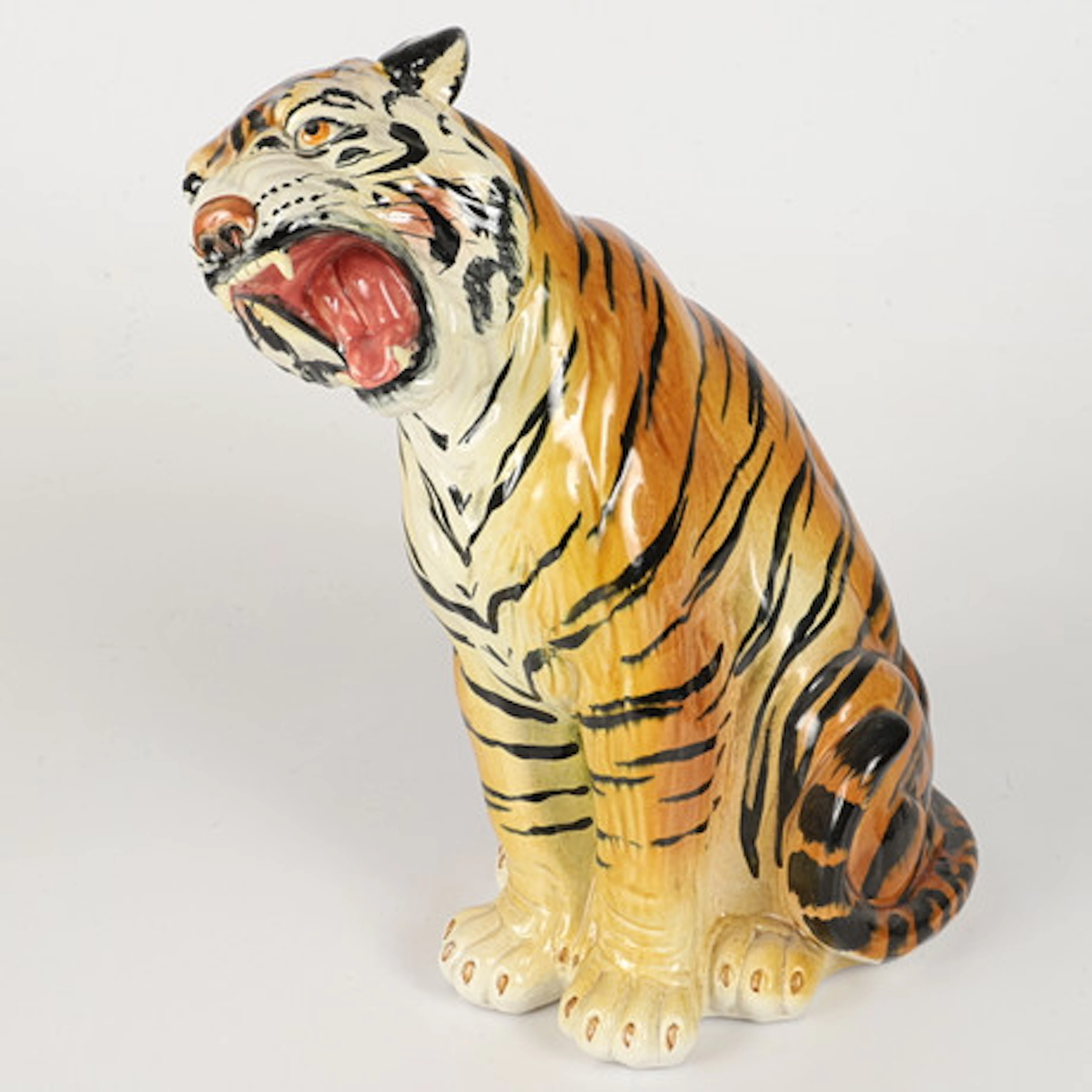 SKULPTUR, tiger, porslin, Italien.