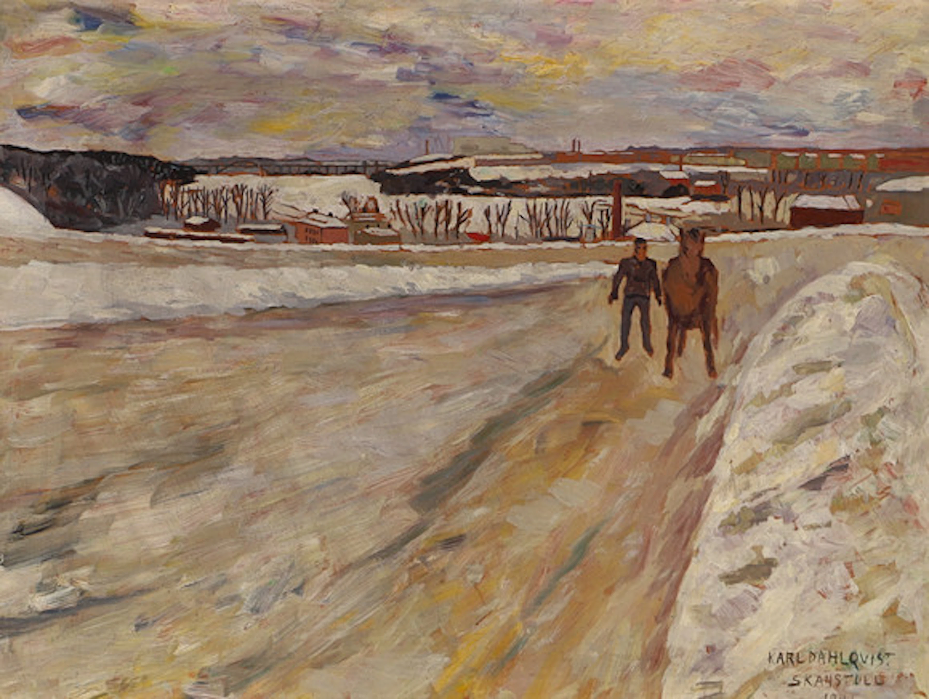 KARL DAHLQVIST. "Skanstull", olja på pannå…