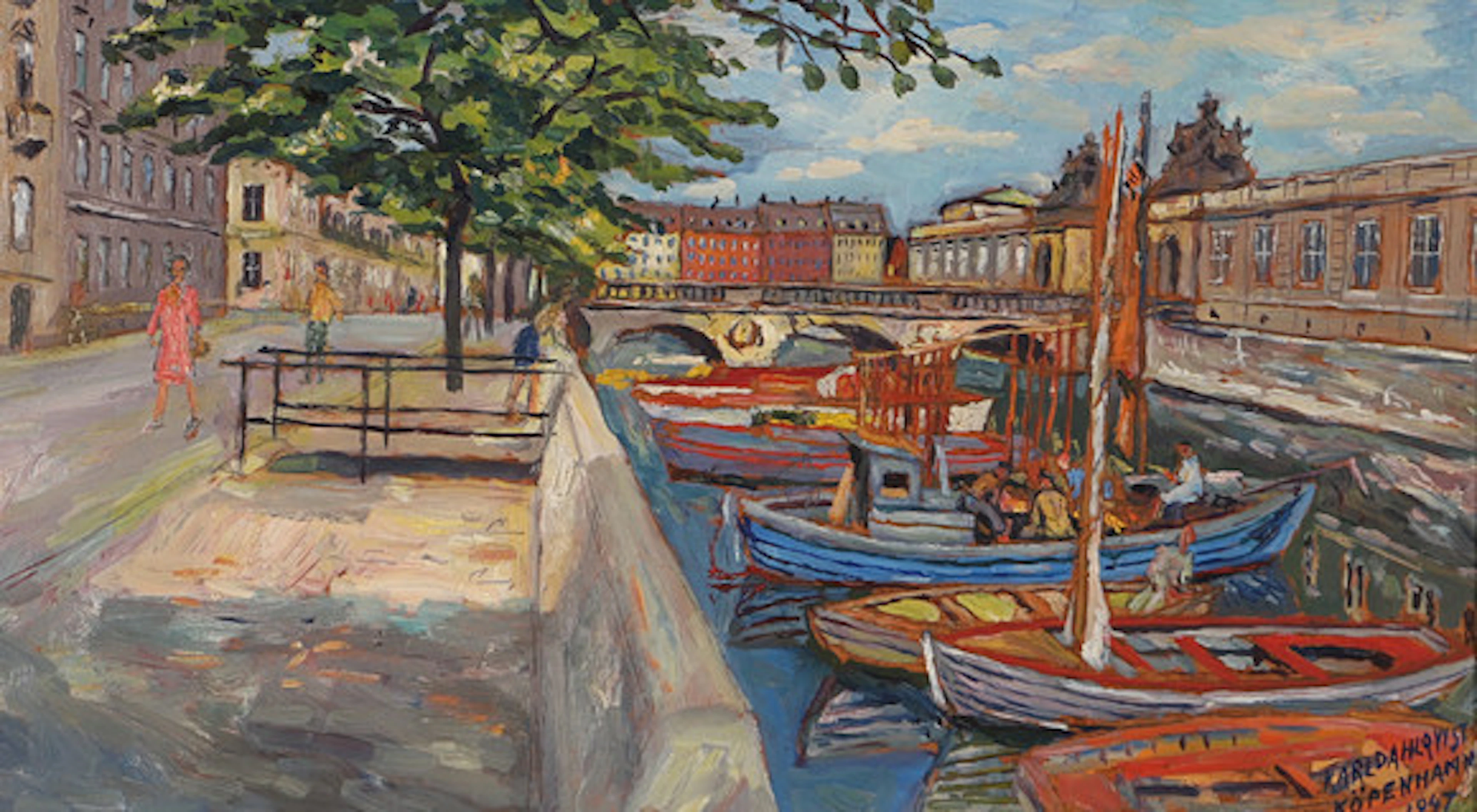 KARL DAHLQVIST. "Köpenhamn", olja på pannå…
