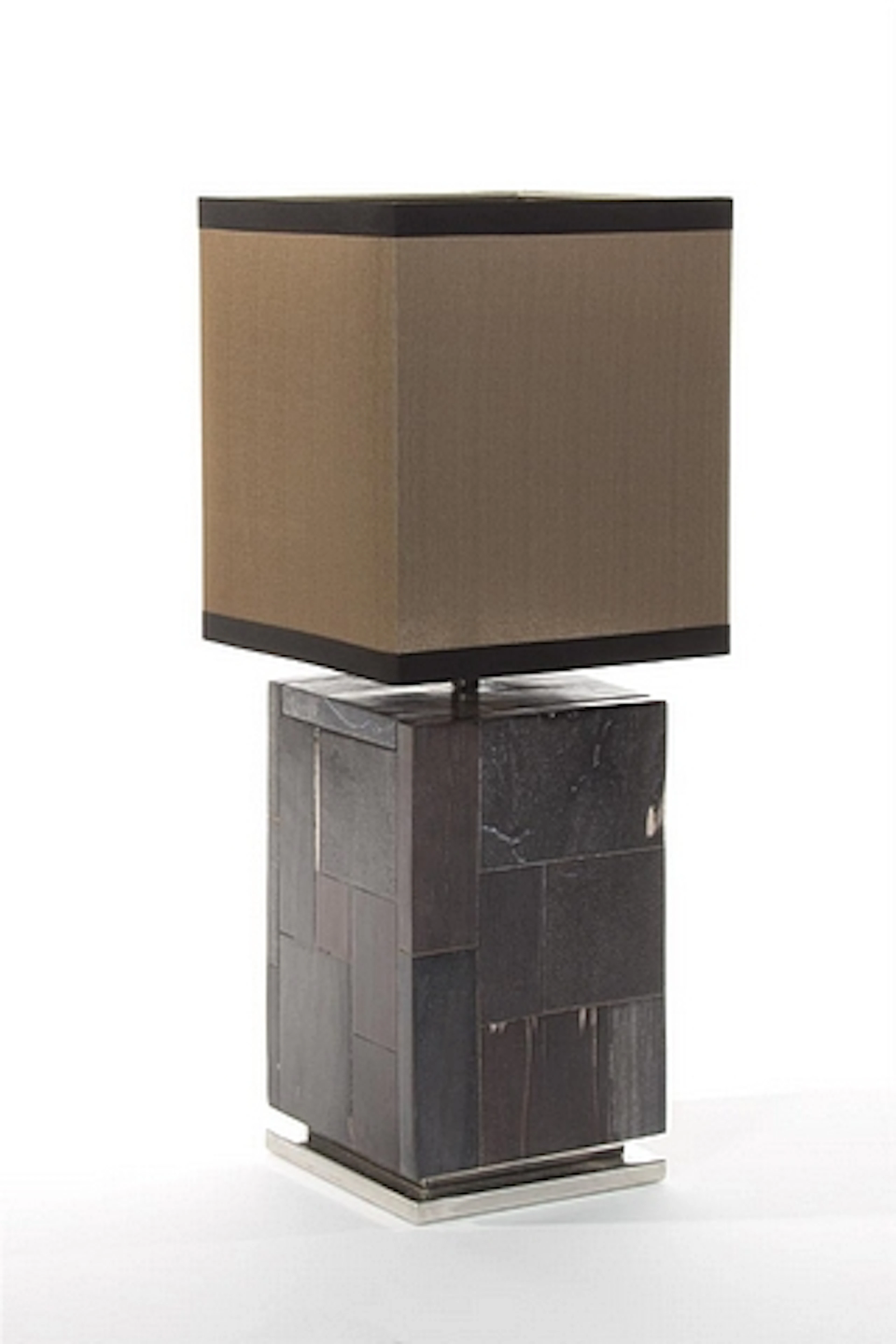 Table lamp basu black foot in black petrified wood...