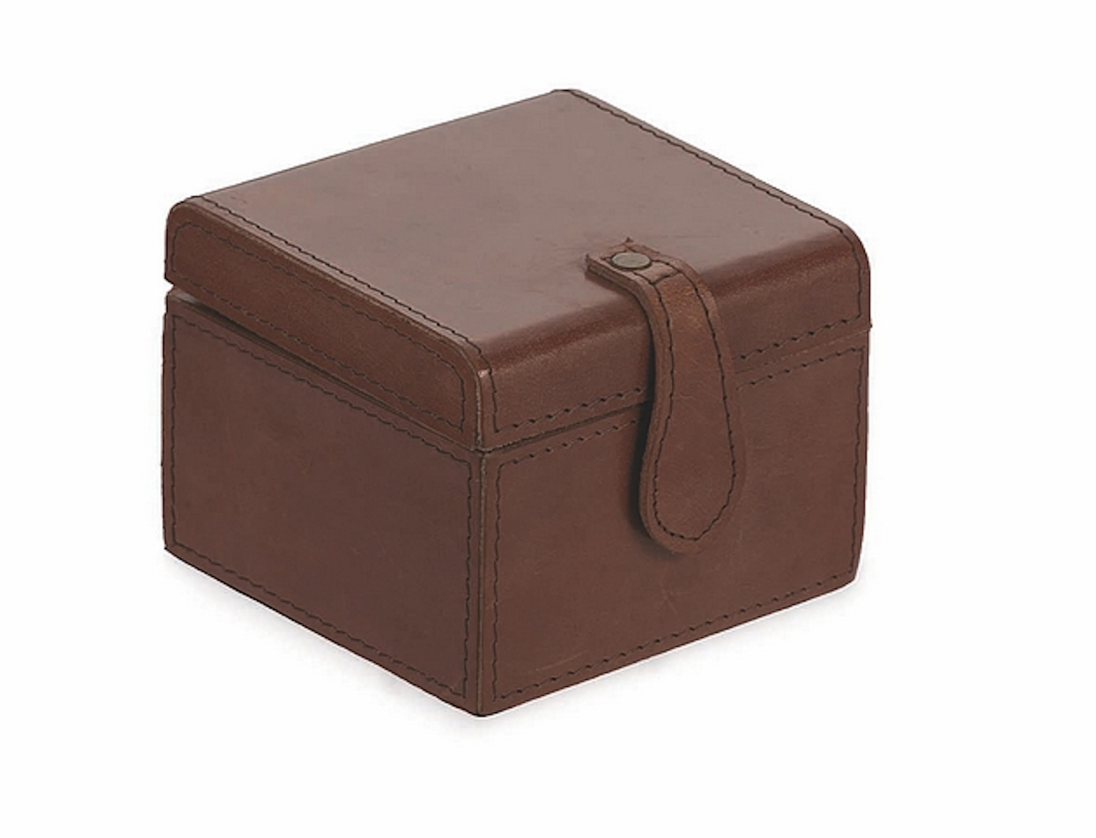 Box dice natural natural tan antique leather 10x10x8cm Cravt SKU 340023