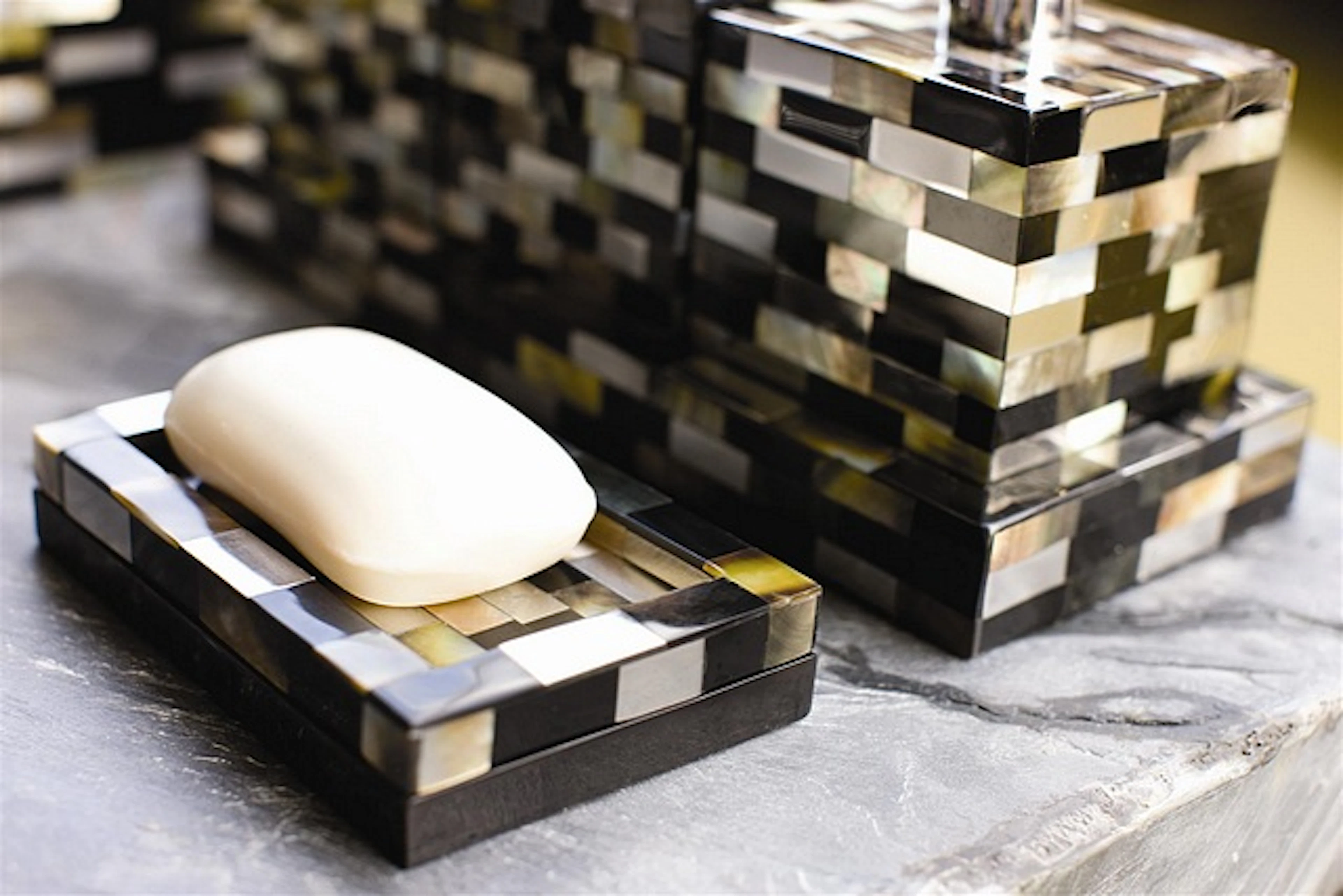 Soap dish soap black black tab and black lip shell and...