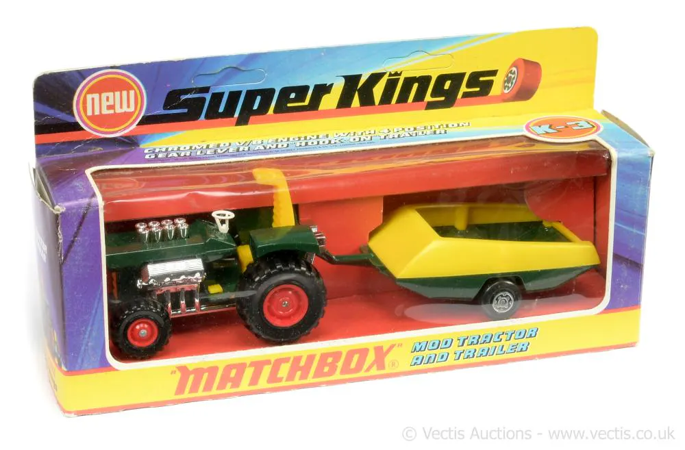 Matchbox Super Kings K3 Mod Tractor & Trailer | Barnebys