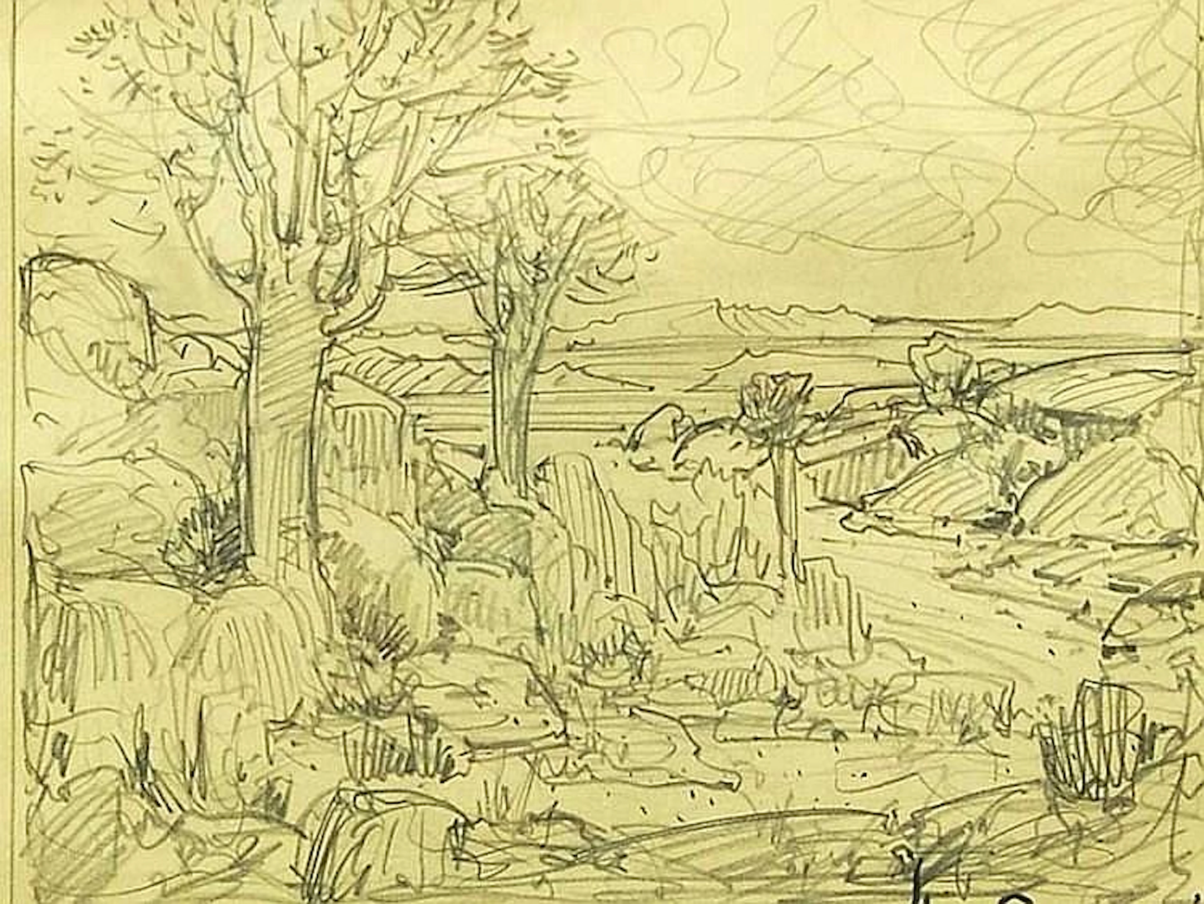 Hugo Naude (SA 1869 - 1941) Pencil Drawing,