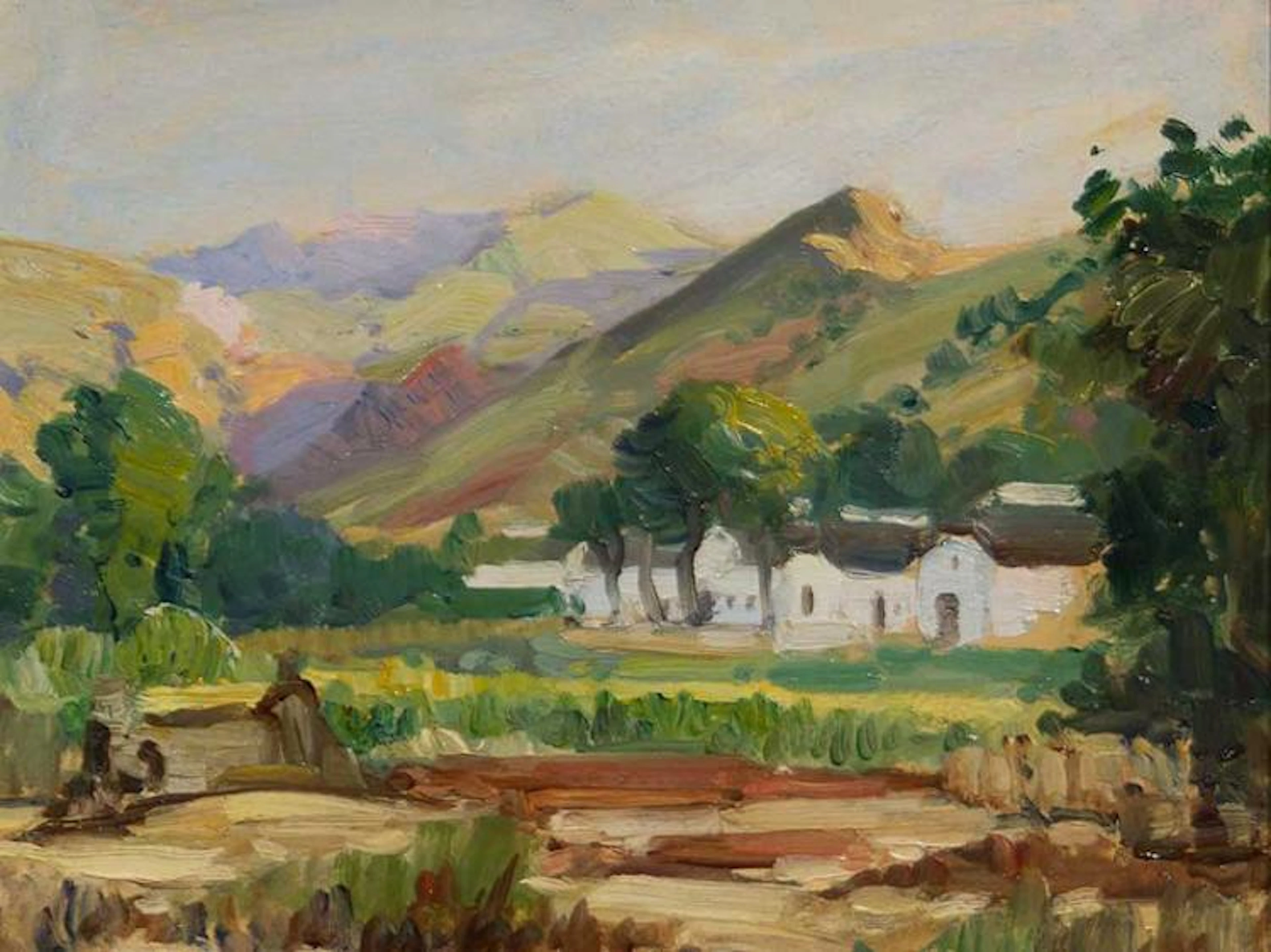 Hugo Naude (SA 1868 - 1941) Oil, "Landini Farm", Signed & Titled Verso, 22 x 28