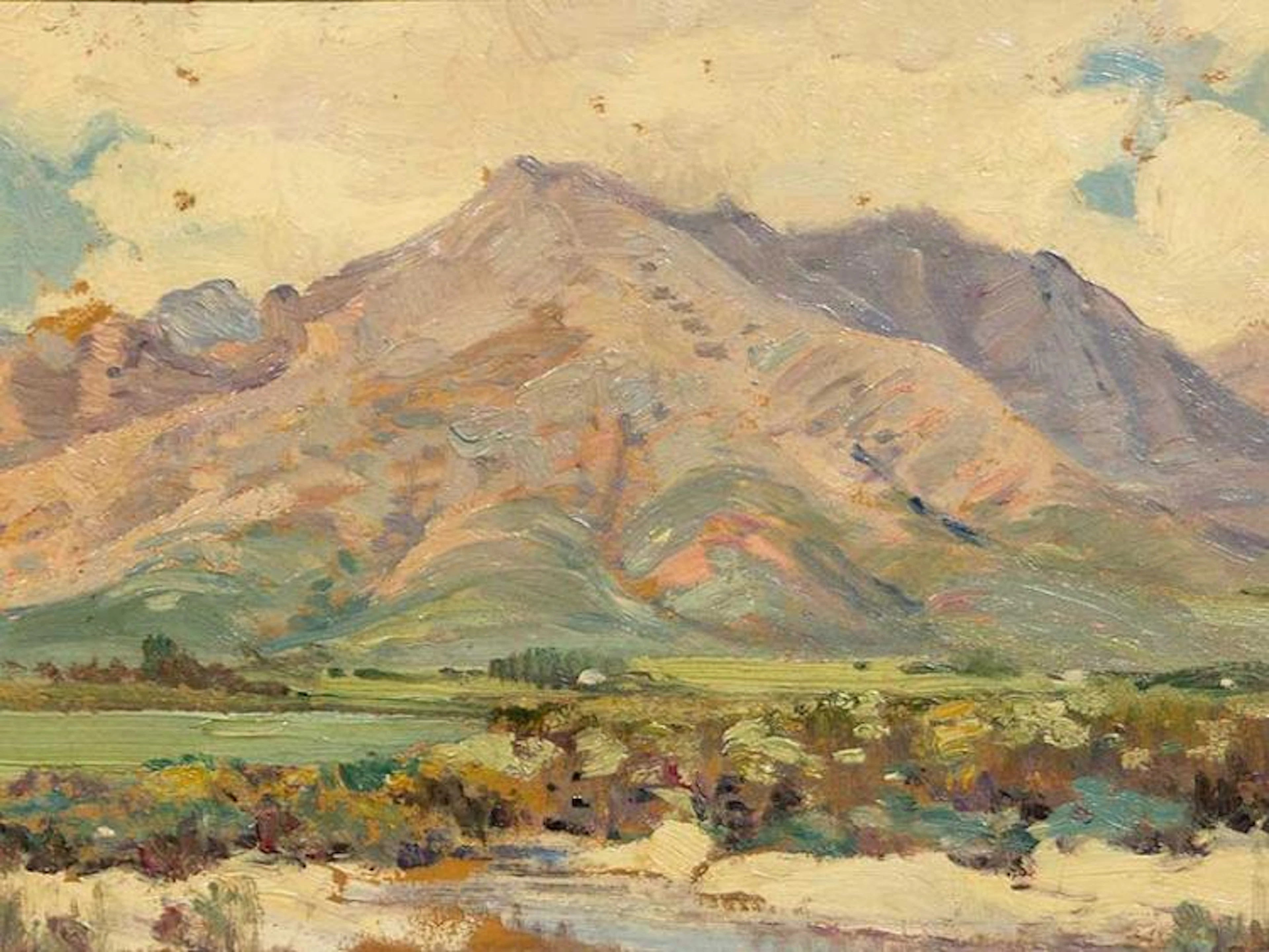 Hugo Naude (SA 1868 - 1941) Oil, Mountain Landscape, Signed, 18 x 27