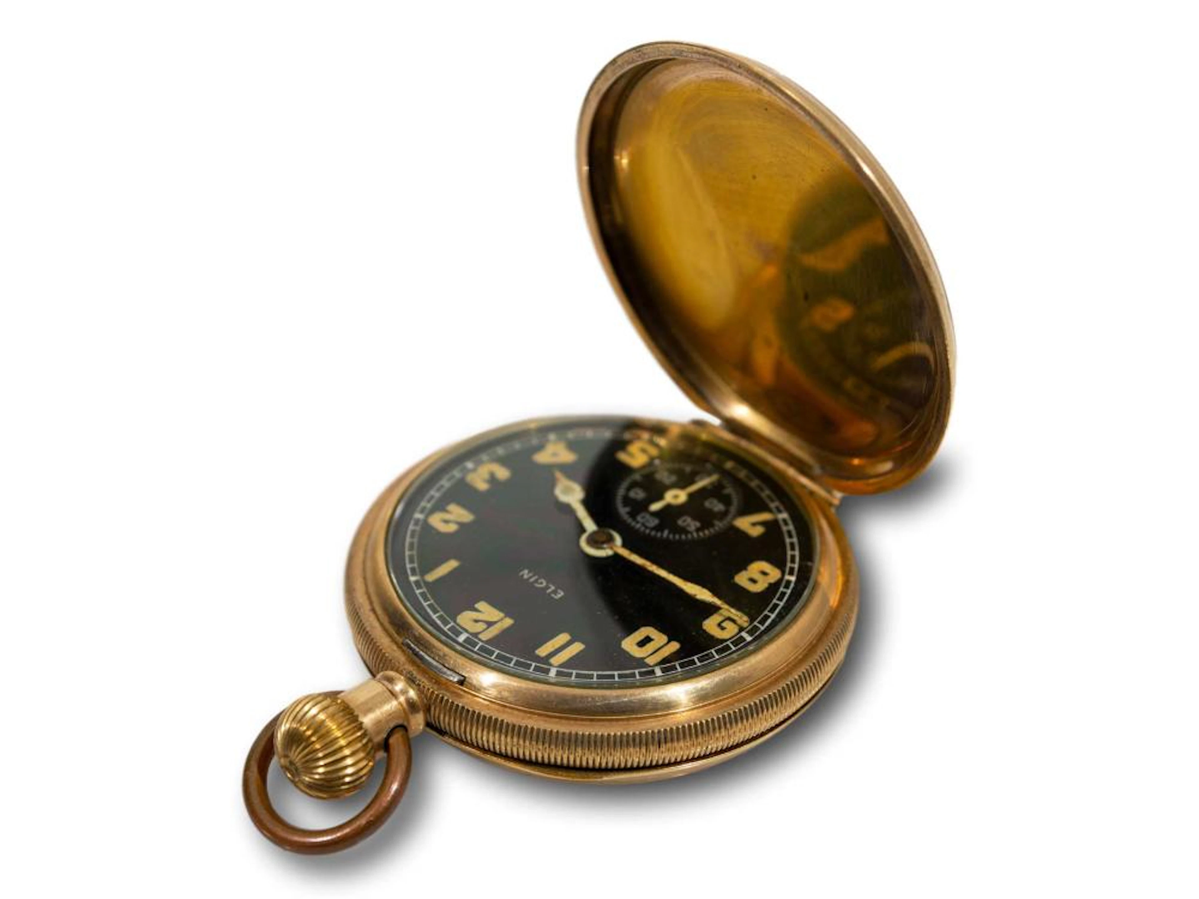 A 9kt Gold Elgin Eclipse 10 Years Pocket Watch, A/F, total w