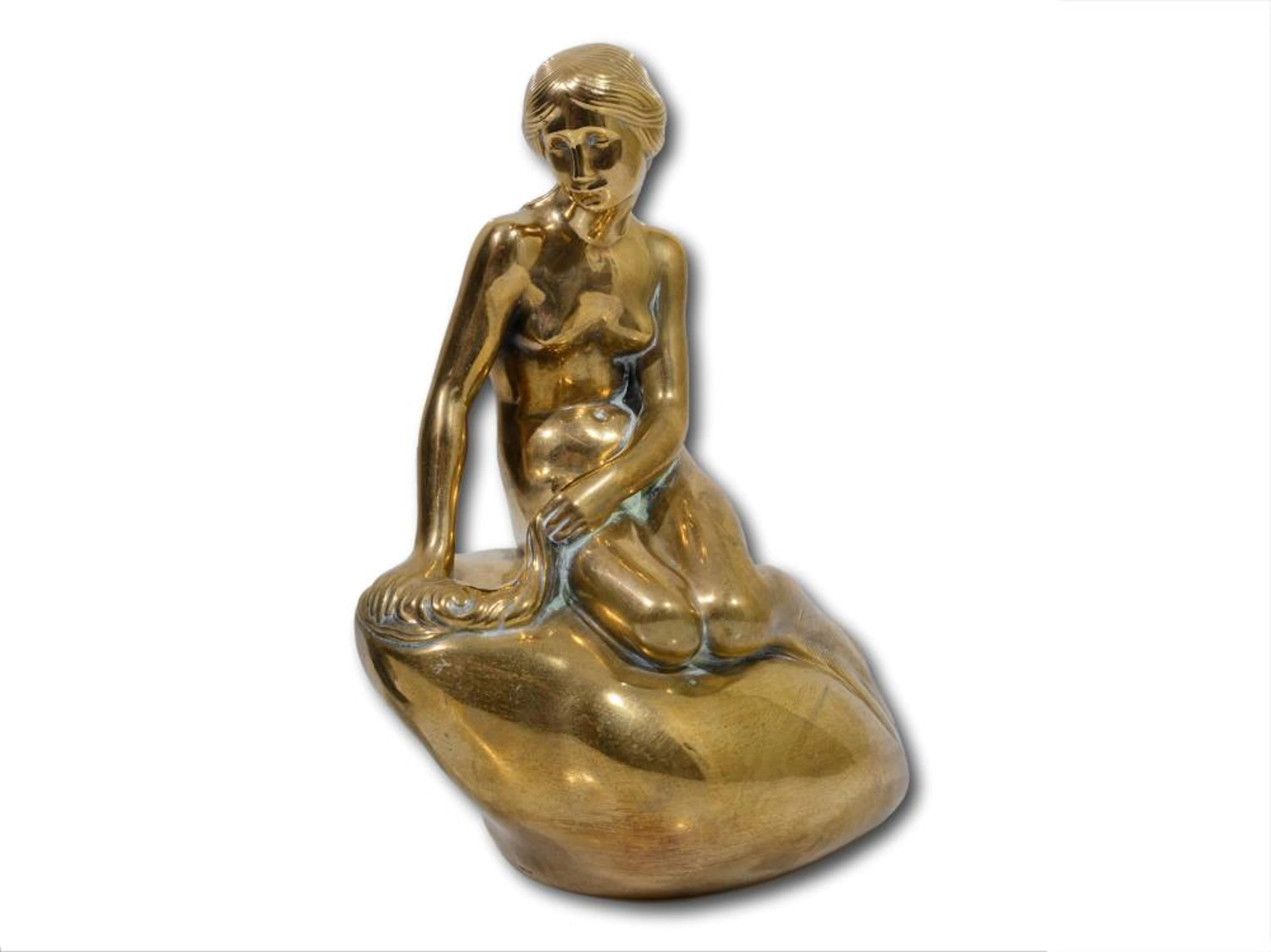Edvard Eriksen (Danish 1876 - 1959) Brass, The Little Mermaid, Signed, 23cm