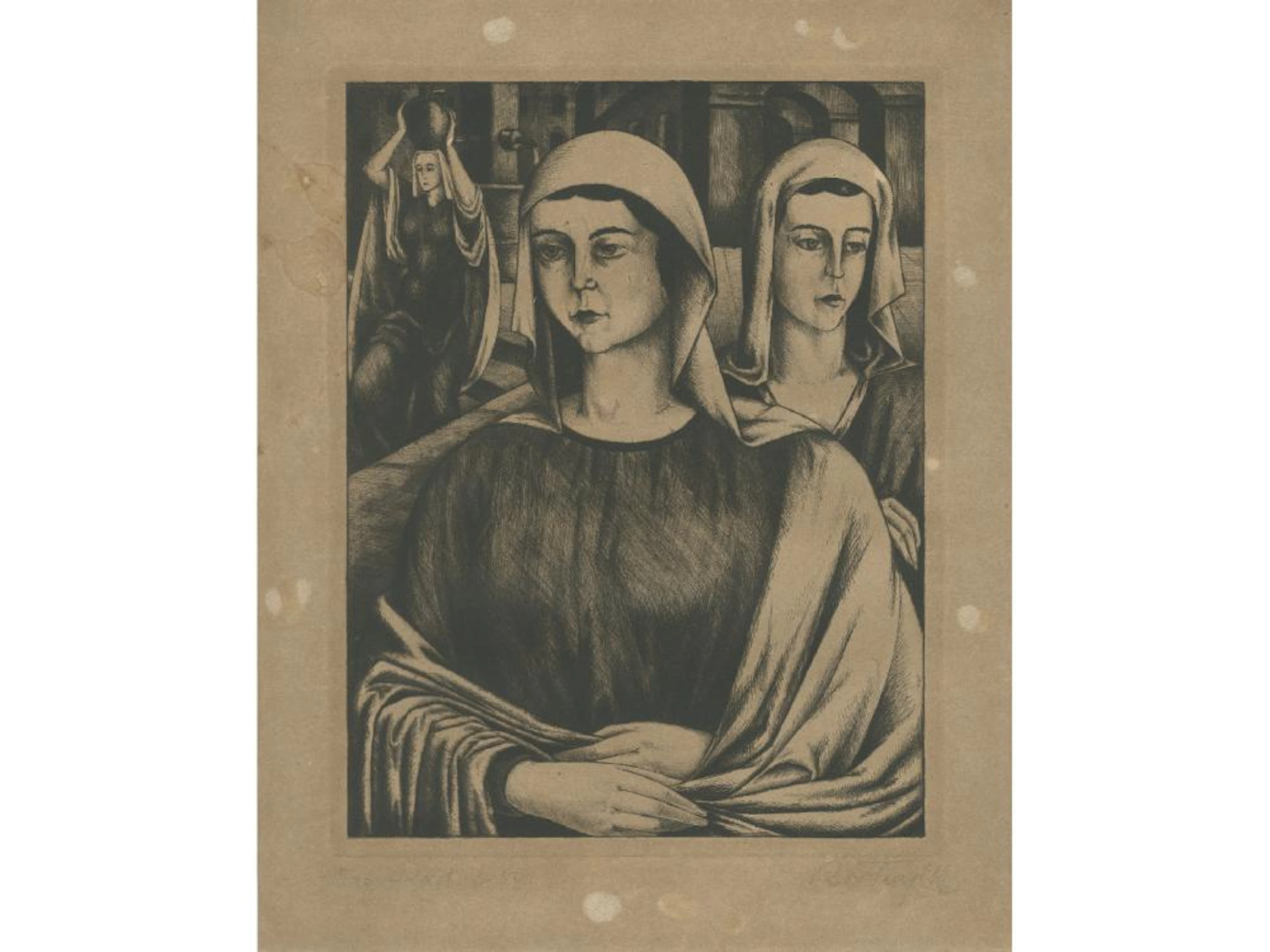 Three Women ? an Engraving by Sándor Bortnyik (1893-1976)