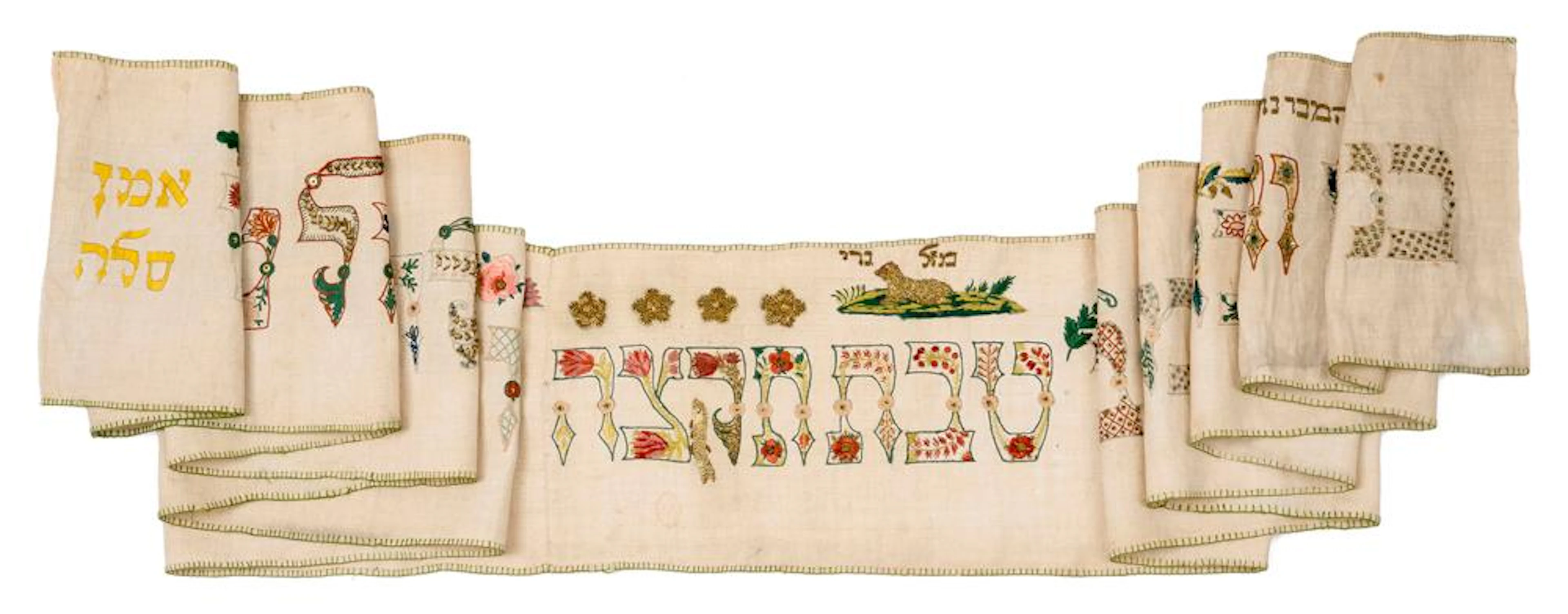 WIMPEL DECORATED WITH HAUTE COUTURE EMBROIDERY INTERWOVEN...