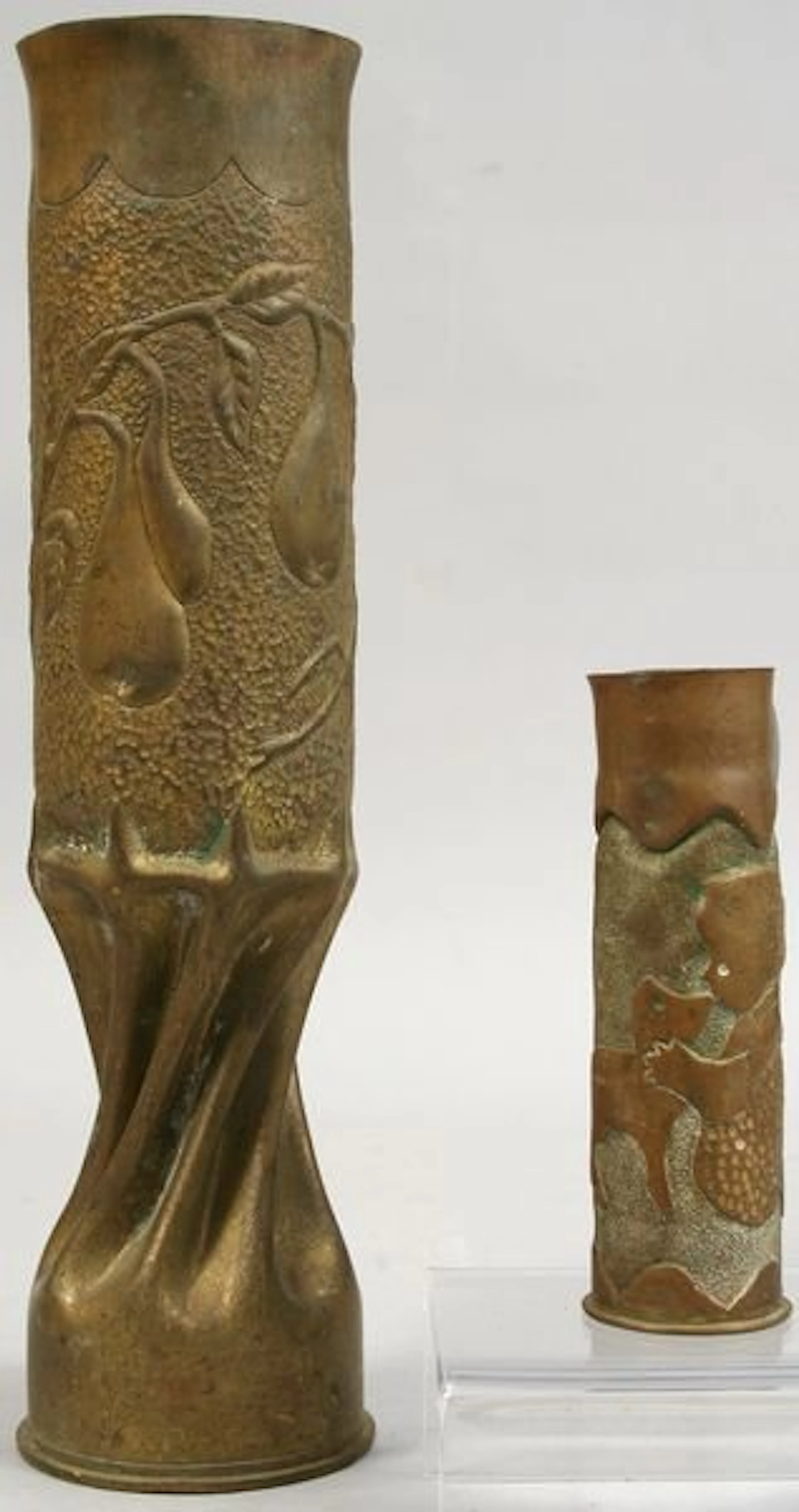 5403: (2) WWI BRASS TRENCH ART SHELL CASINGS