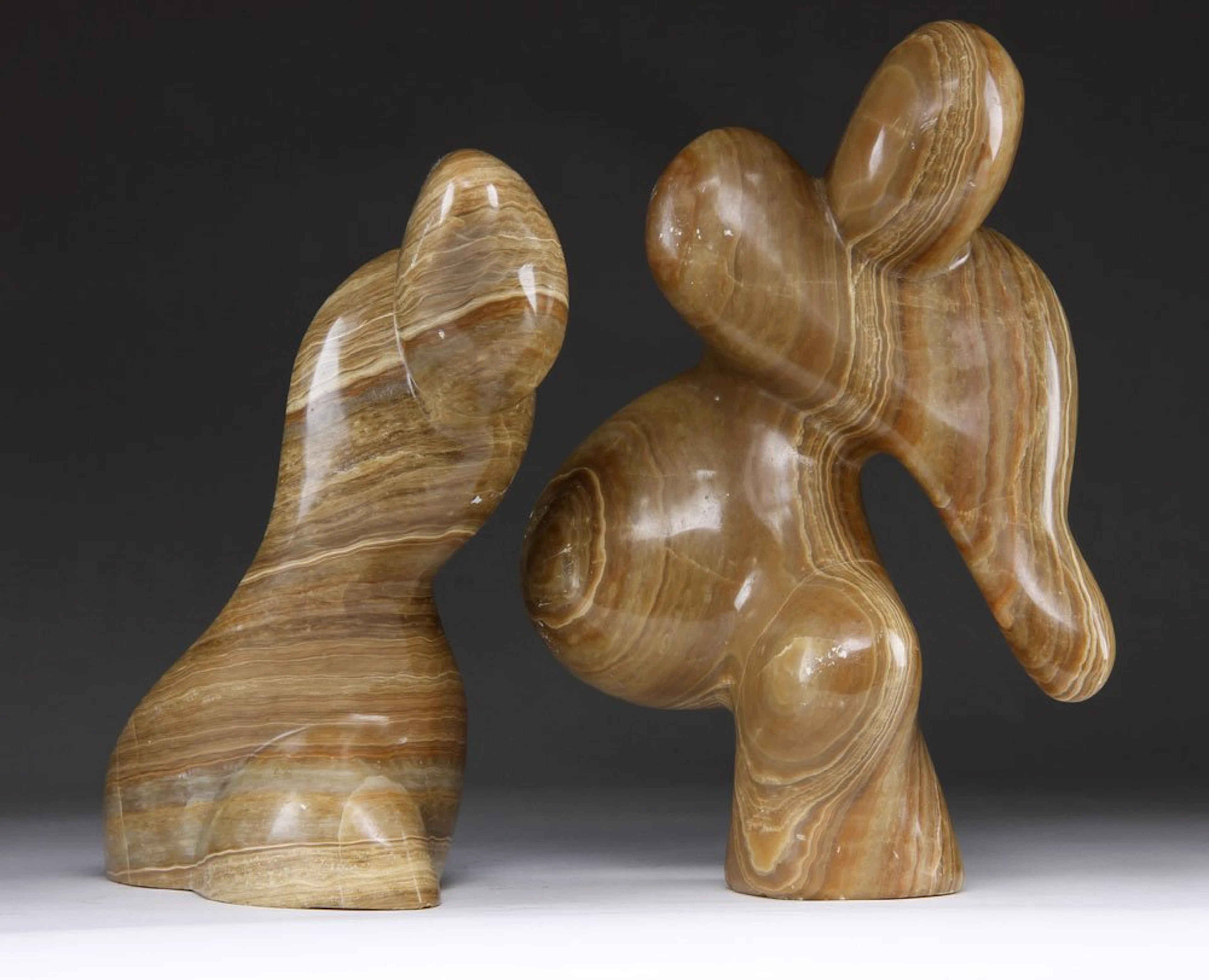 After Moore, Two Marble Sculptures