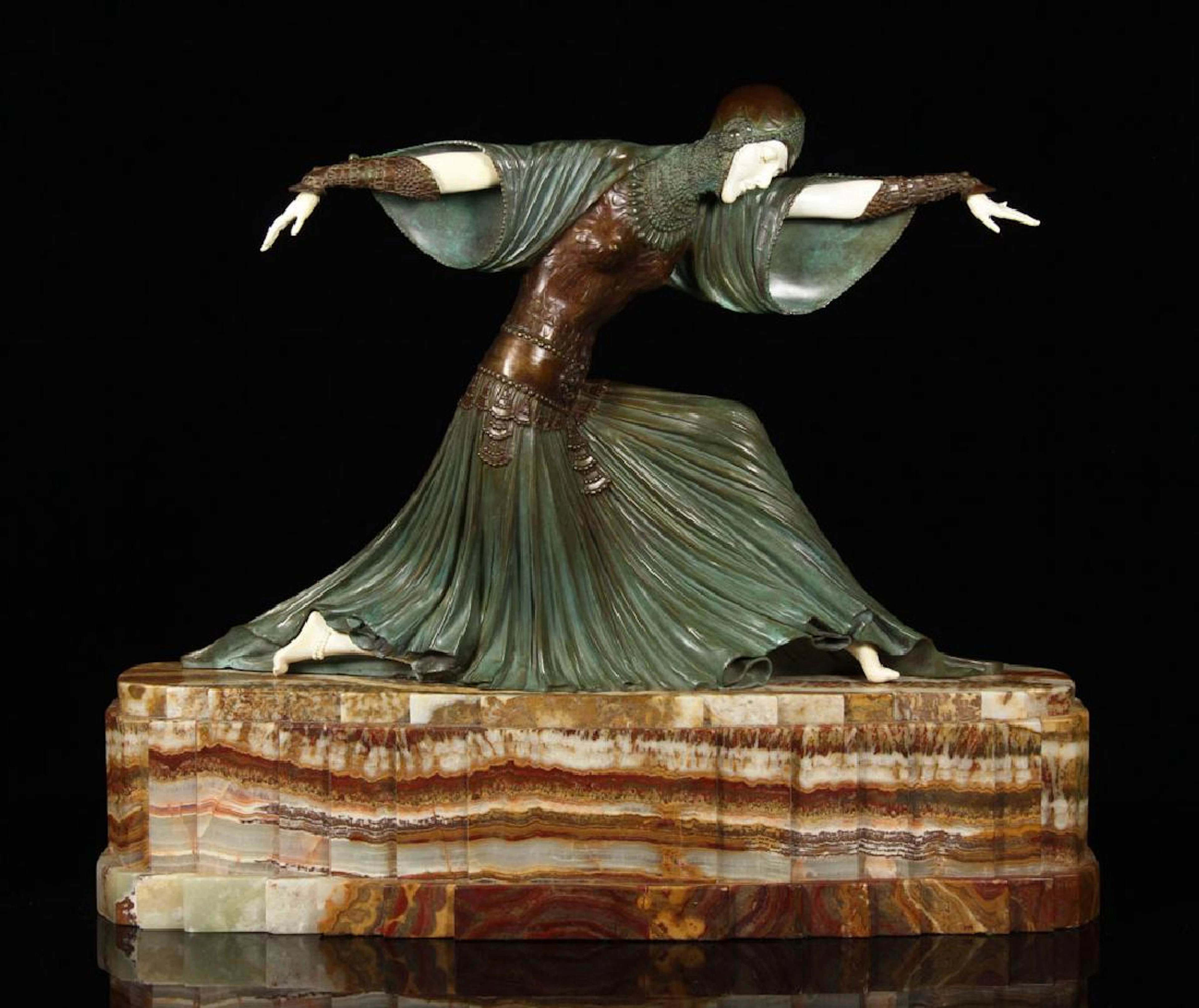 Attr. D. H. Chiparus, Art Deco Woman, Bronze