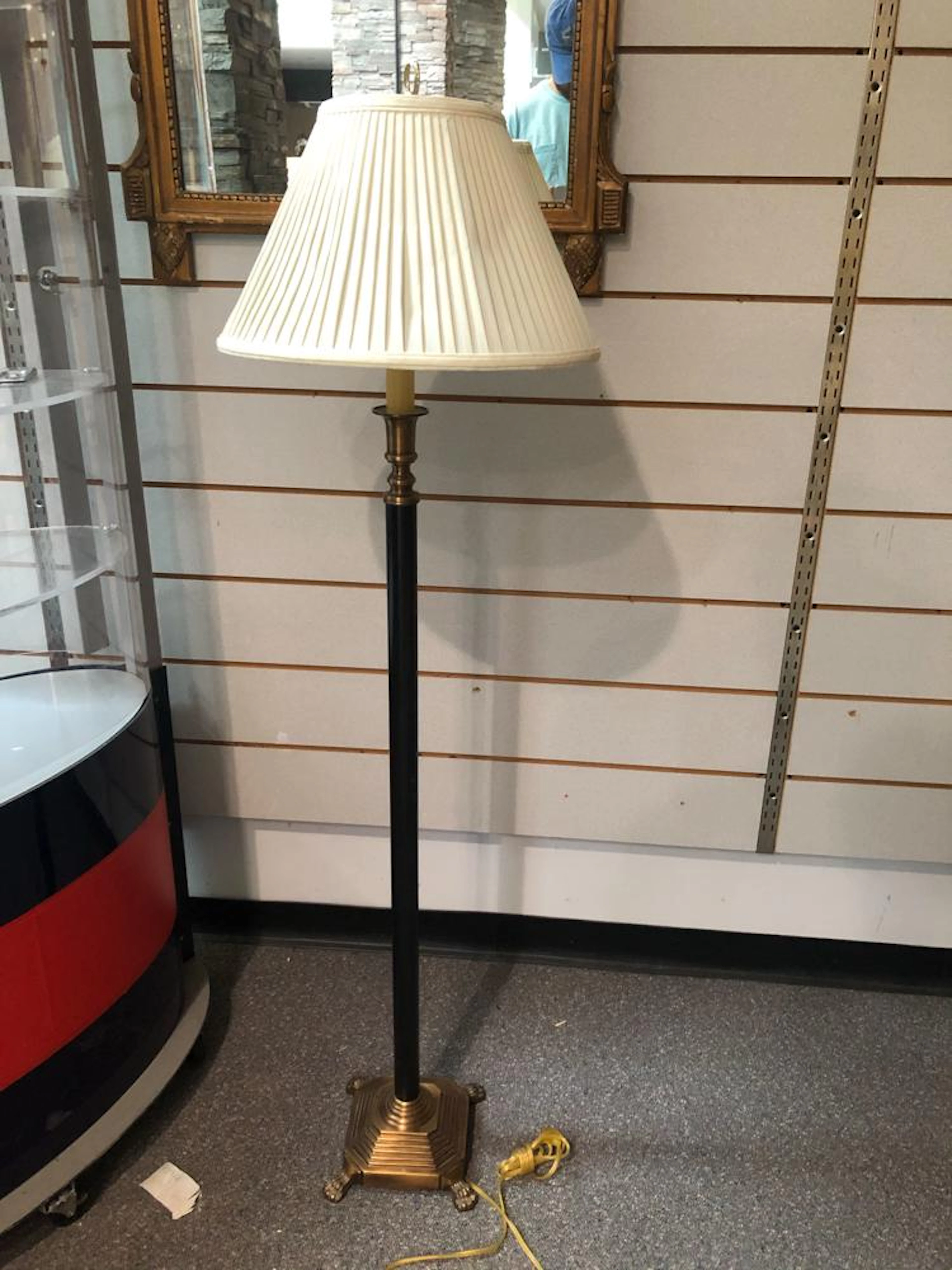 BRASS AND BLACK FLOOR LAMP