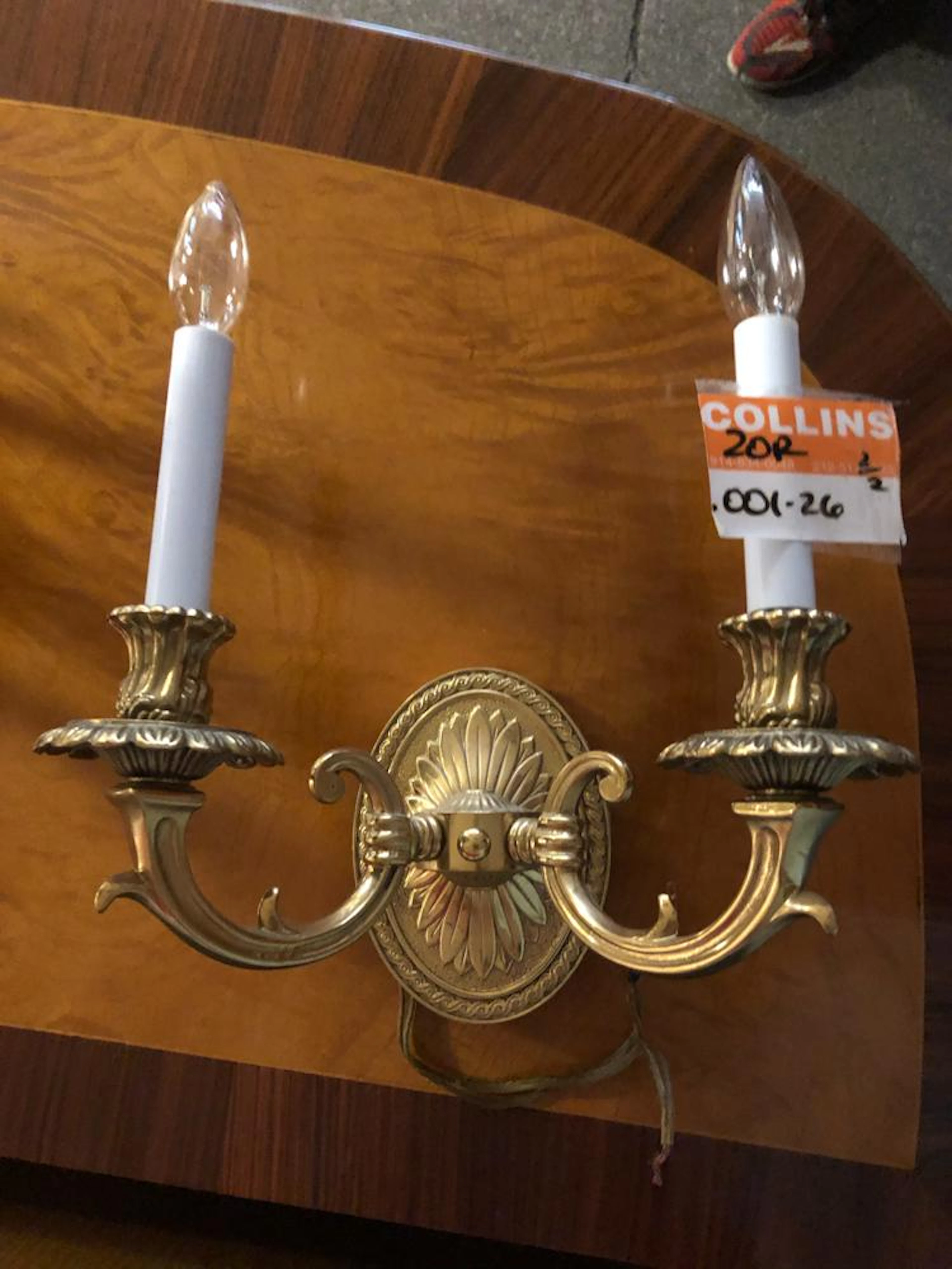 PAIR OF BRASS WALL SCONCES