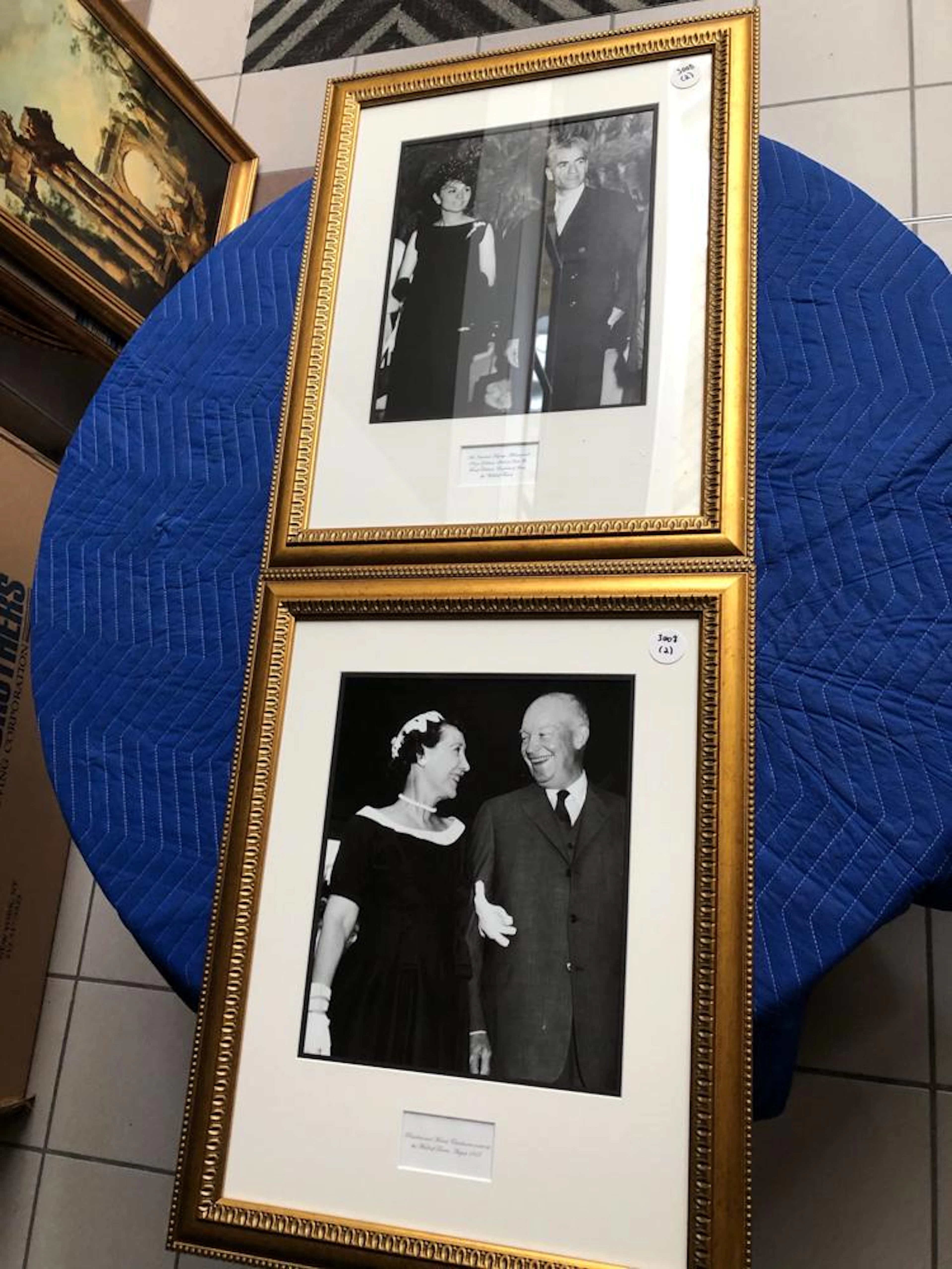 Lot of 2 photographs of political figures, Shah of Ira