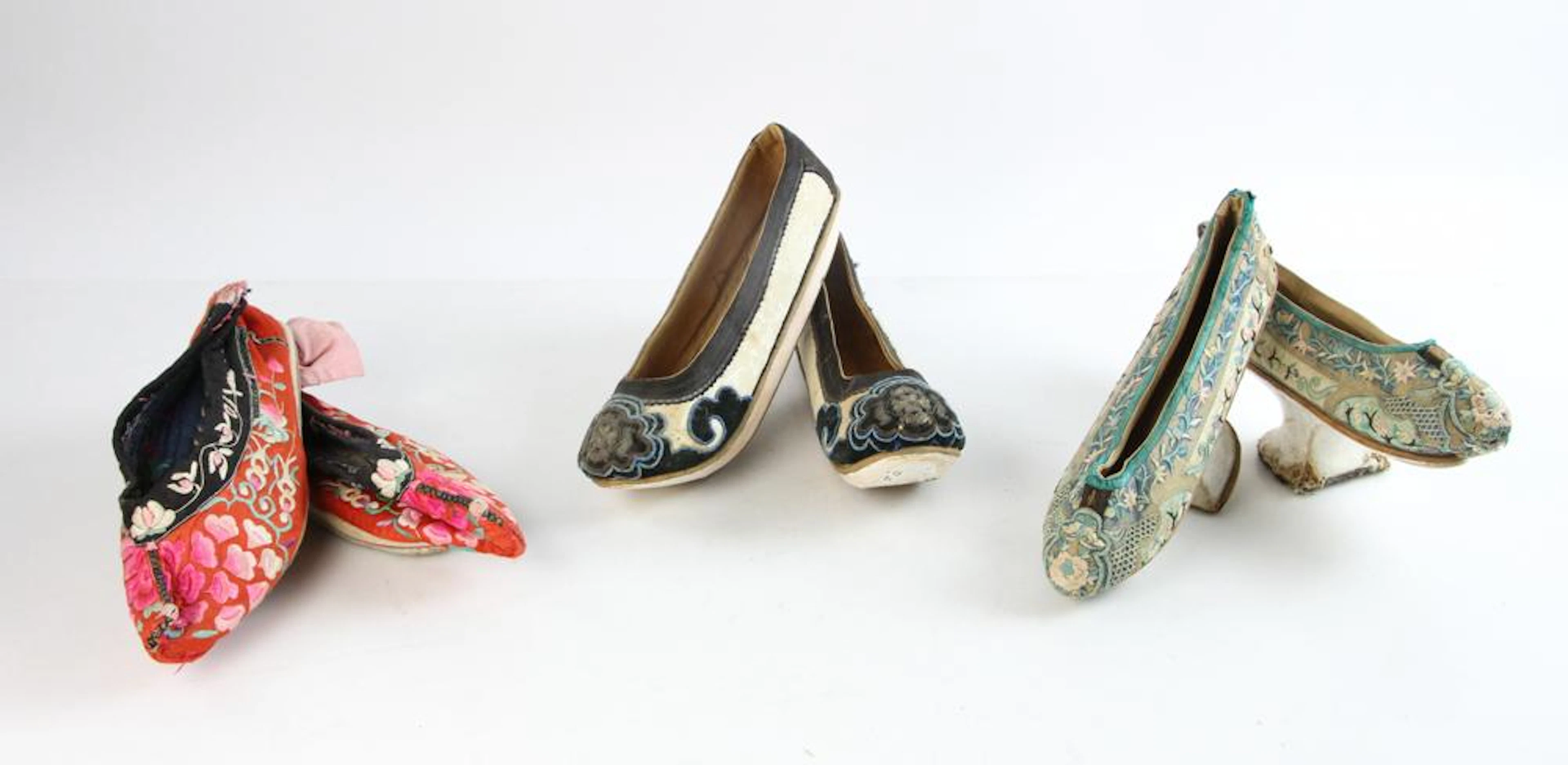 Three Pair of Chinese Embroidered Shoes