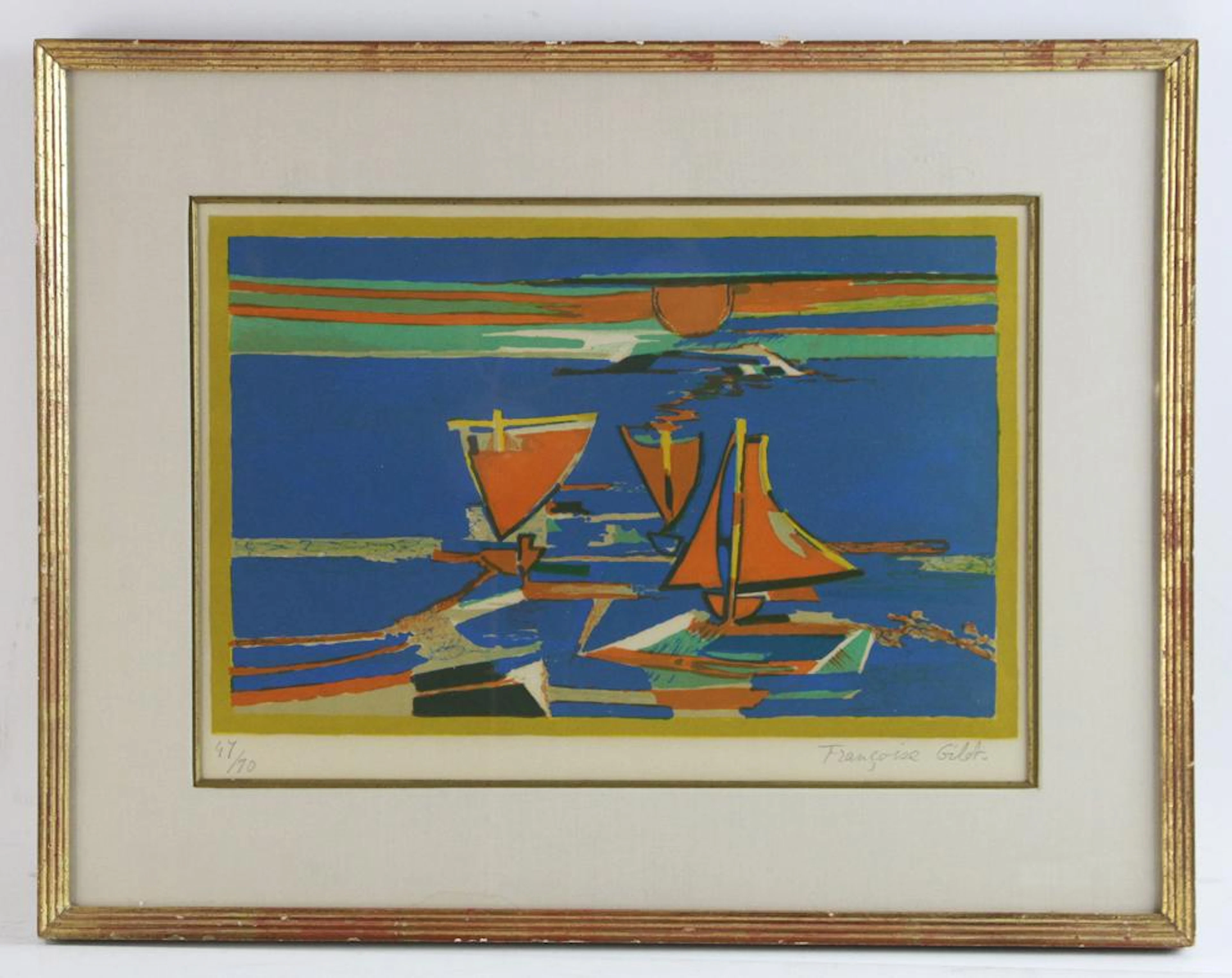 Francoise Gilot Lithograph, Red Sails in the Sunset