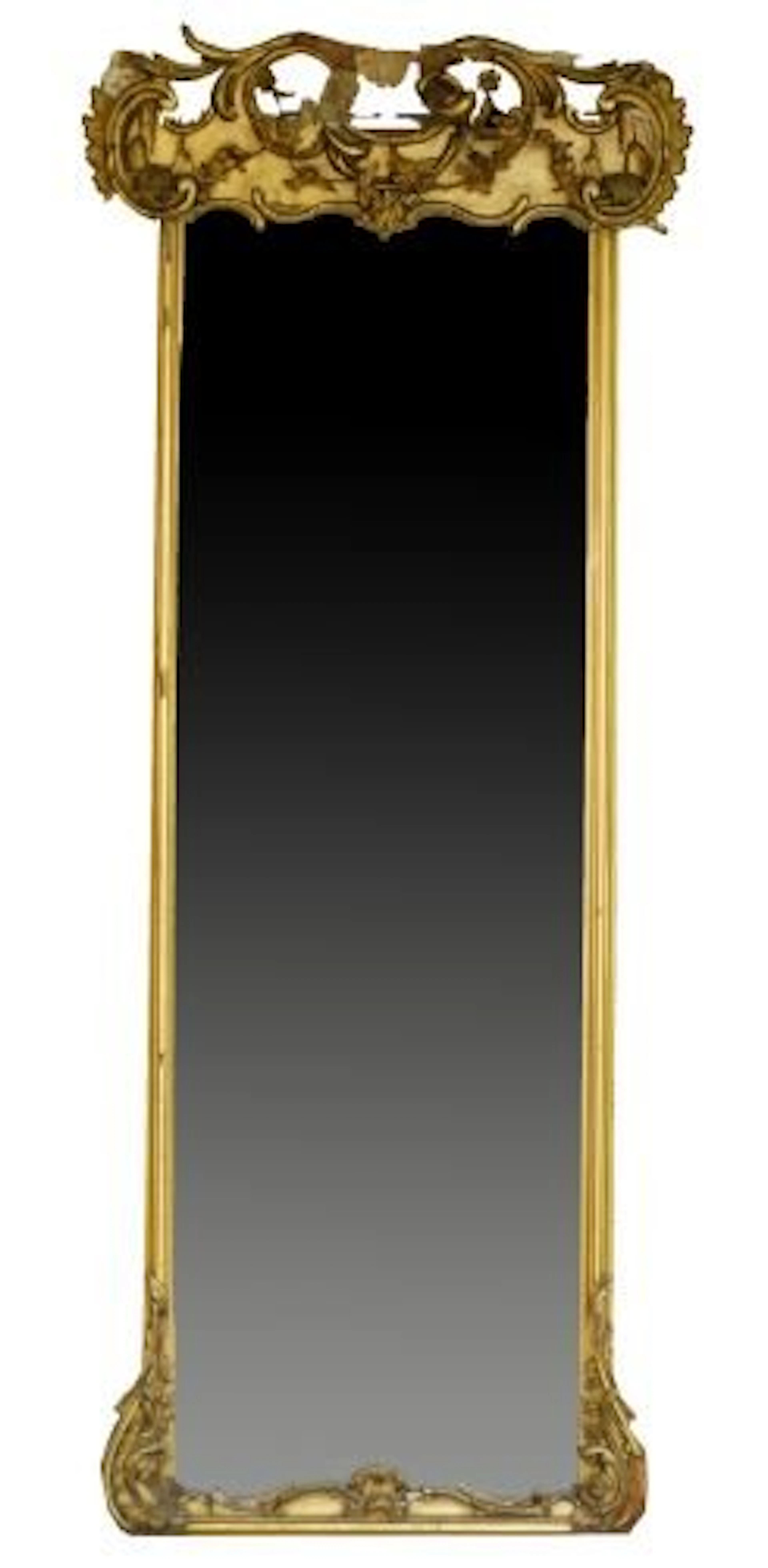 A ROCCOCO REVIVAL TALL GESSO AND GILTWOOD PIER MIRROR