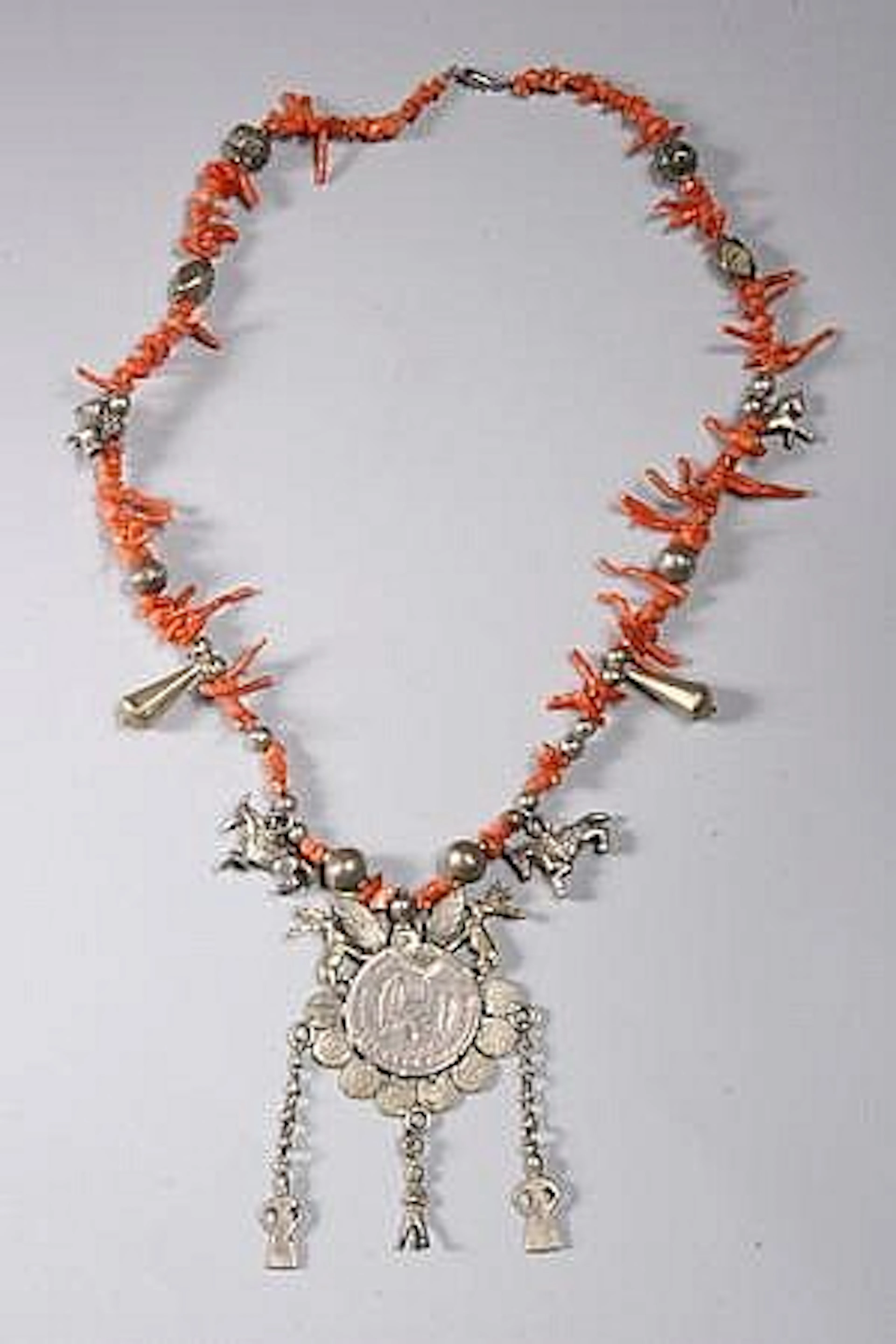 PERUVIAN BRANCH CORAL NECKLACE WITH ANTIQUE SPANISH...
