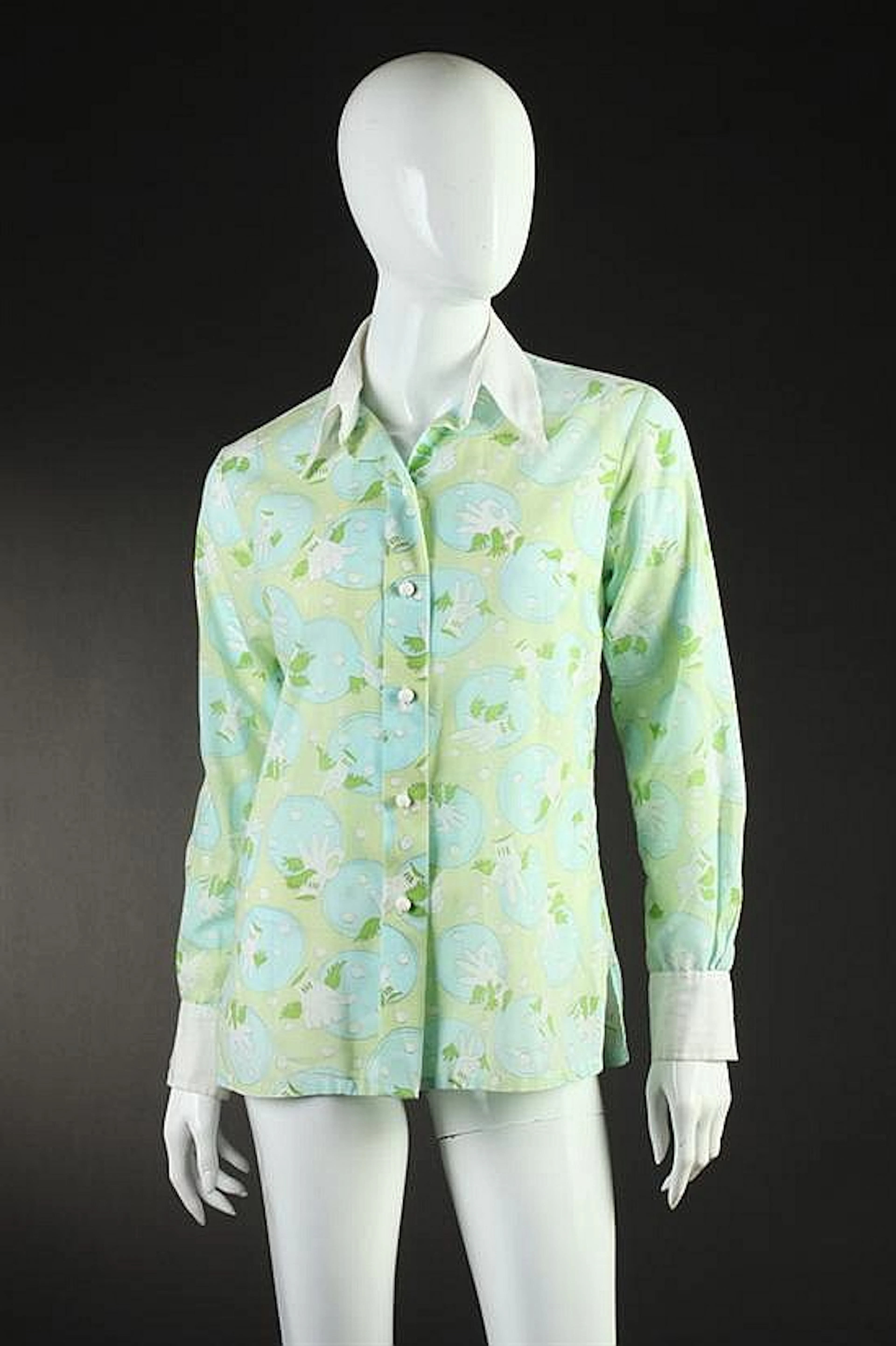 CHRISTIAN DIOR COTTON BLOUSE, 1960s; size 6.