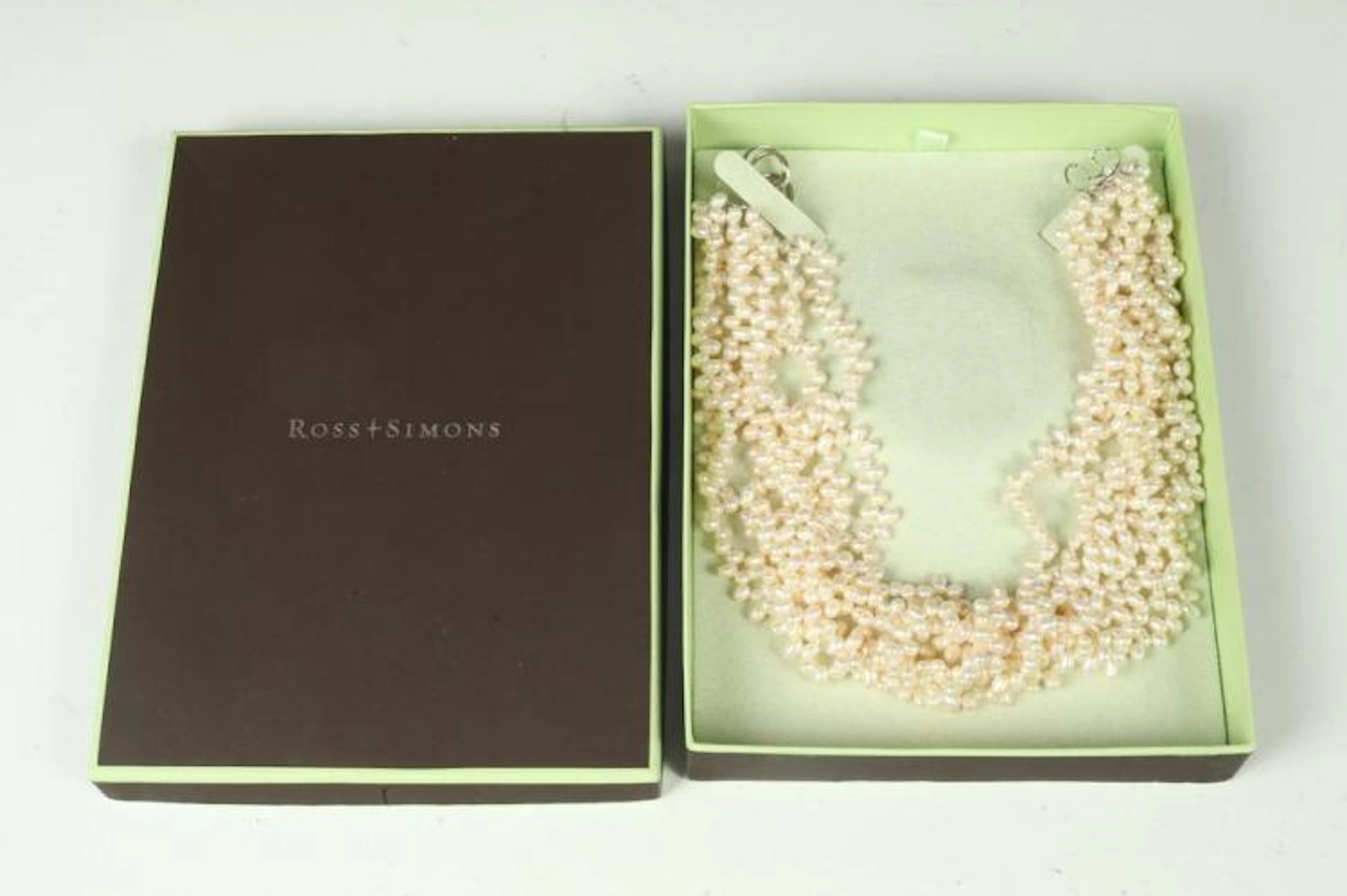 ROSS SIMONS PEARL NECKLACE WITH ORIGINAL BOX .