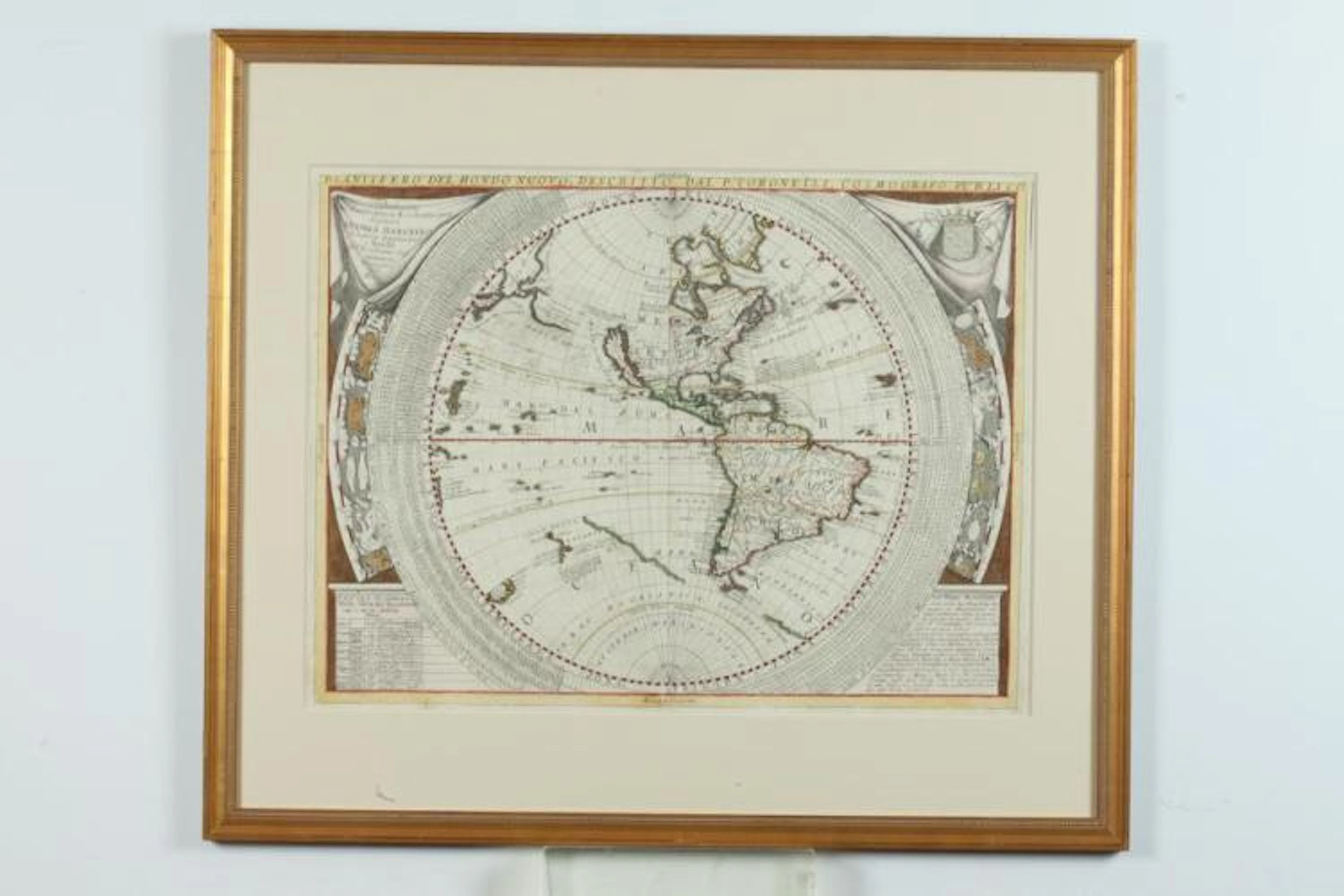 GILTWOOD FRAMED PLANISFERO DEL MONDO VECCHIO, VICENZO MARIA CORONELLI