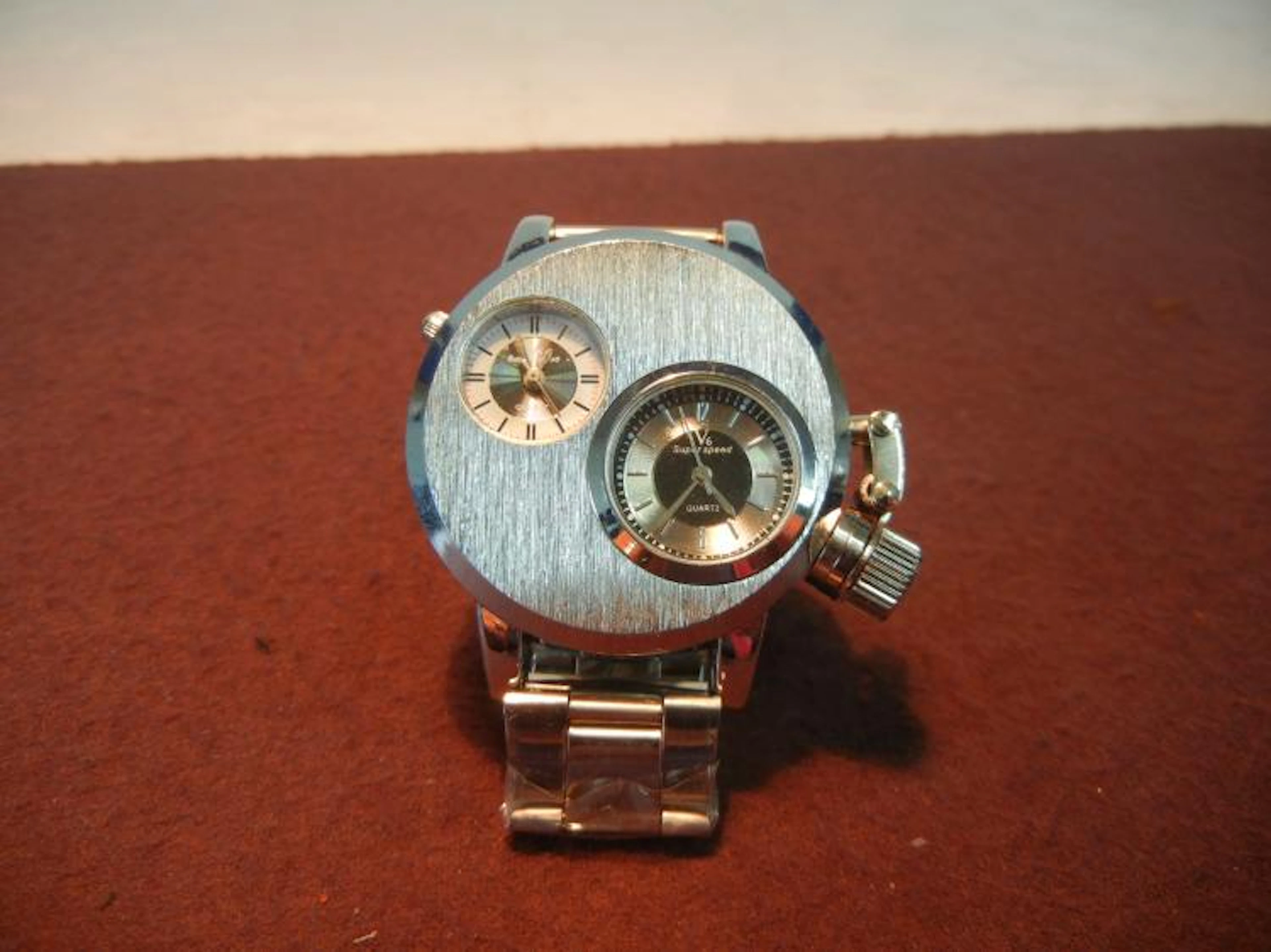 V6 Super Speed Men's Watch Silver Metal Face and...