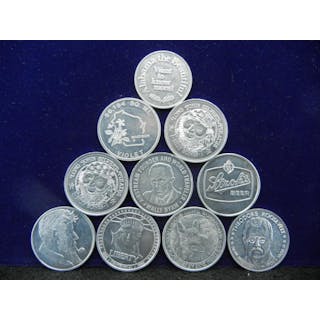 10 assorted State and Historic figure coins