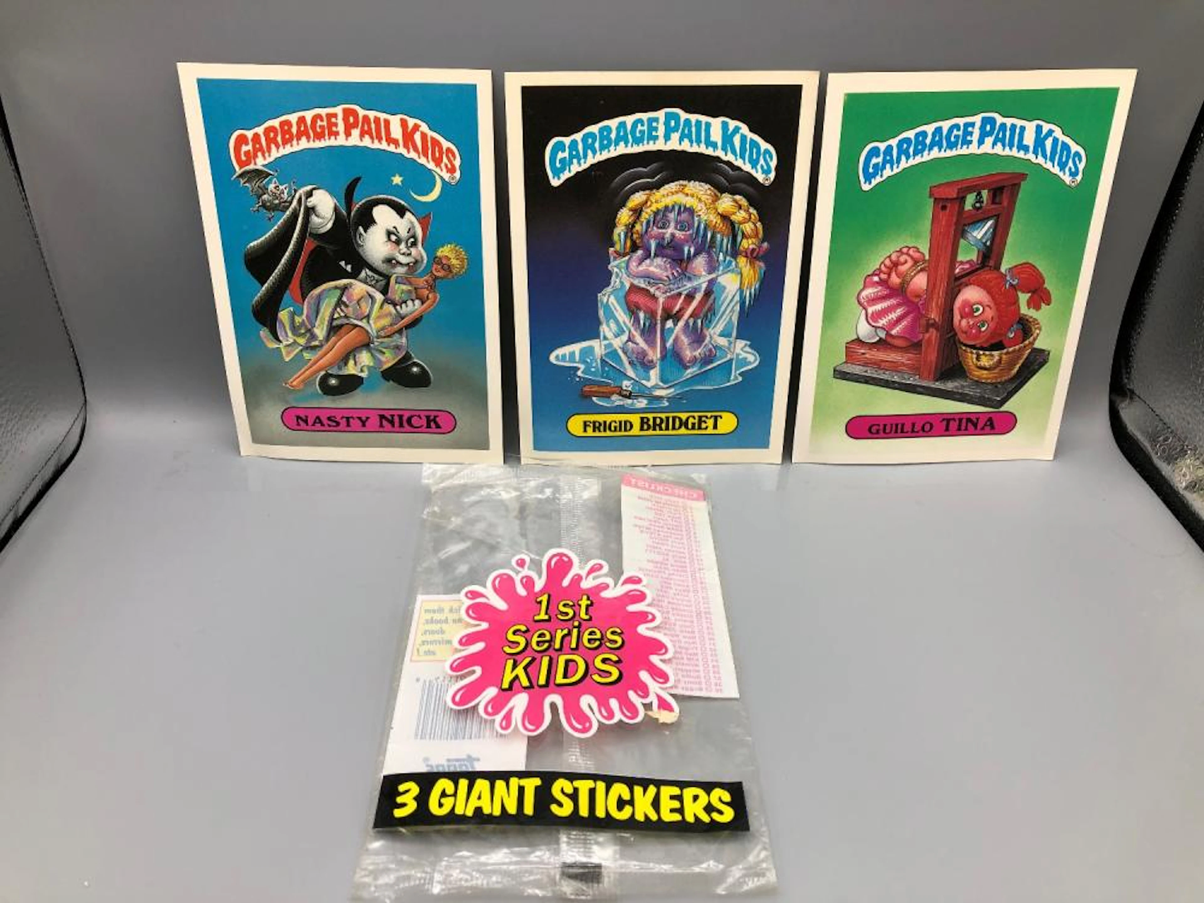 1986 Garbage Pail Kids Giants - Opened Jumbo Pack with Nasty Nick - Series 1